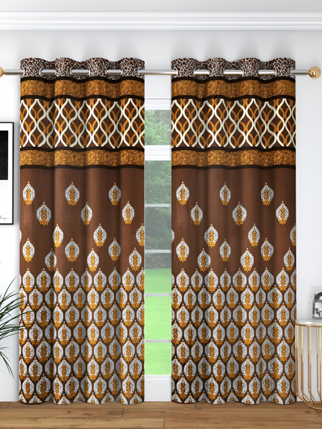 Panipat Textile Hub Brown & White 2 Pcs Ethnic Motifs Printed Room Darkening Door Curtains
Panipat Textile Hub Brown & White 2 Pcs Ethnic Motifs Printed Room Darkening Door Curtains