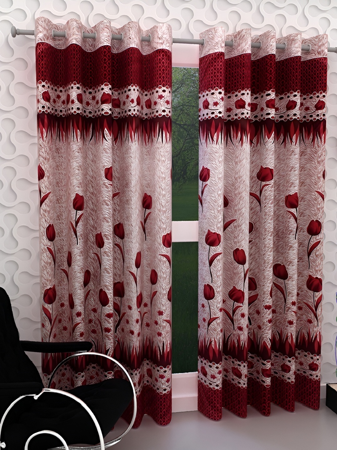 Panipat Textile Hub Maroon & Pink 2 Pieces Floral Semi Transparent Long Door Curtains
Panipat Textile Hub Maroon & Pink 2 Pieces Floral Semi Transparent Long Door Curtains