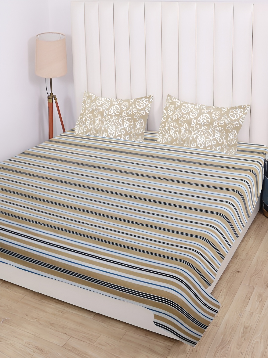 RD TREND Beige & White Striped 210 TC Cotton King Fitted Bedsheet With 2 Pillow Covers
RD TREND Beige & White Striped 210 TC Cotton King Fitted Bedsheet With 2 Pillow Covers