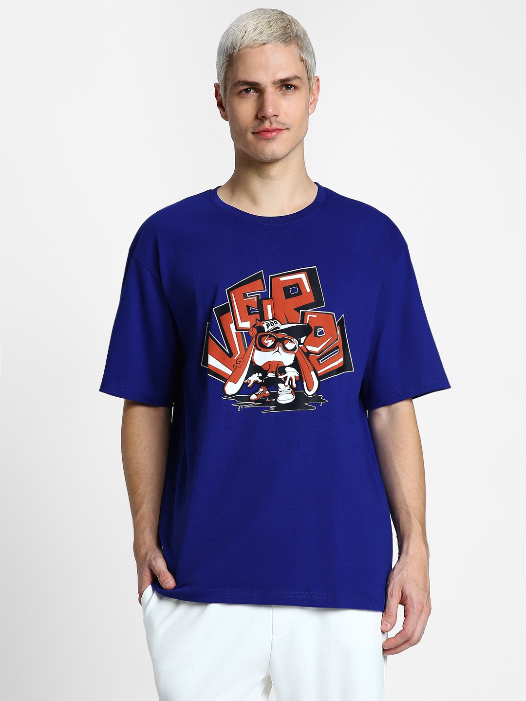 VEIRDO Round Neck Short Sleeves Graphic Printed Pure Cotton Cotton Oversized T-shirt, Blue
VEIRDO Round Neck Short Sleeves Graphic Printed Pure Cotton Cotton Oversized T-shirt, Blue