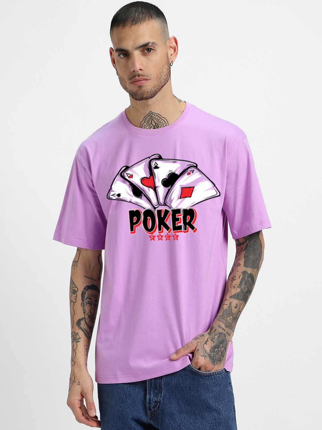 VEIRDO Round Neck Short Sleeves Graphic Printed Pure Cotton Cotton Oversized T-shirt, Purple
VEIRDO Round Neck Short Sleeves Graphic Printed Pure Cotton Cotton Oversized T-shirt, Purple