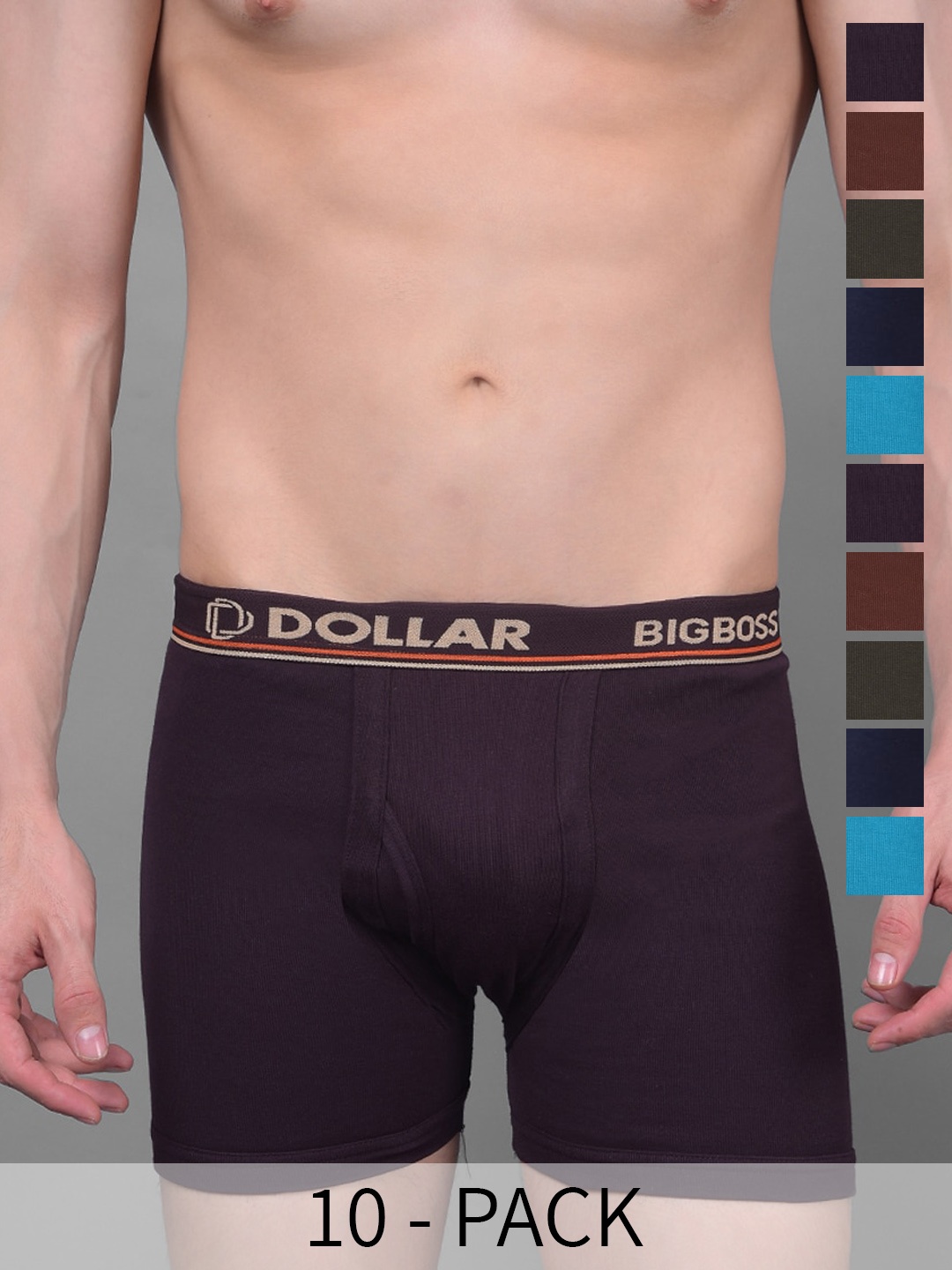 Dollar Bigboss Men Pack of 10 Combed Cotton Knitted Trunk MBTR-07-RIBRSD-PO10-S24, Assorted
Dollar Bigboss Men Pack of 10 Combed Cotton Knitted Trunk MBTR-07-RIBRSD-PO10-S24, Assorted