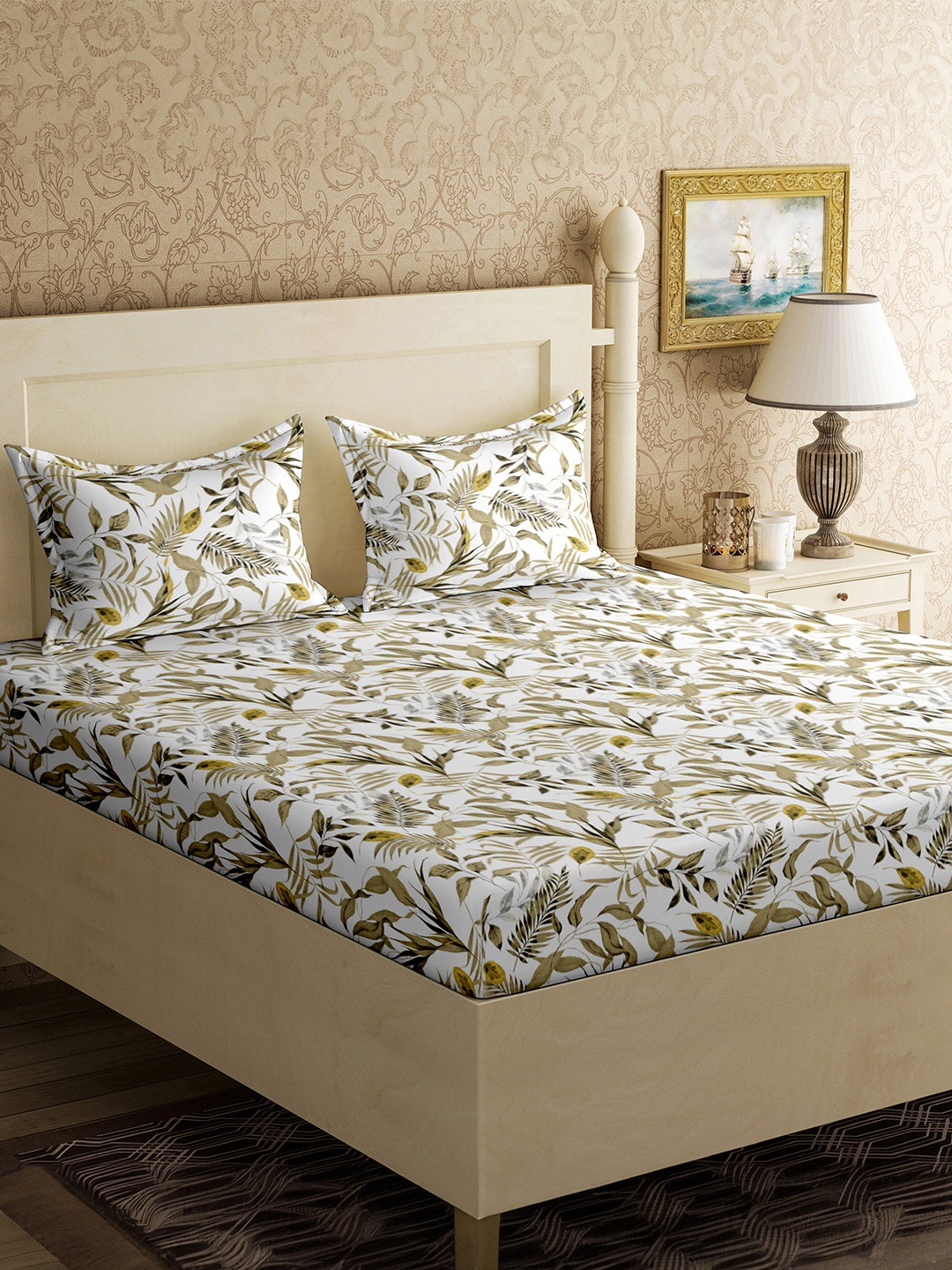 Aura White & Green Floral 180 TC Cotton Flat Double King Bedsheet With 2 Pillow Covers
Aura White & Green Floral 180 TC Cotton Flat Double King Bedsheet With 2 Pillow Covers