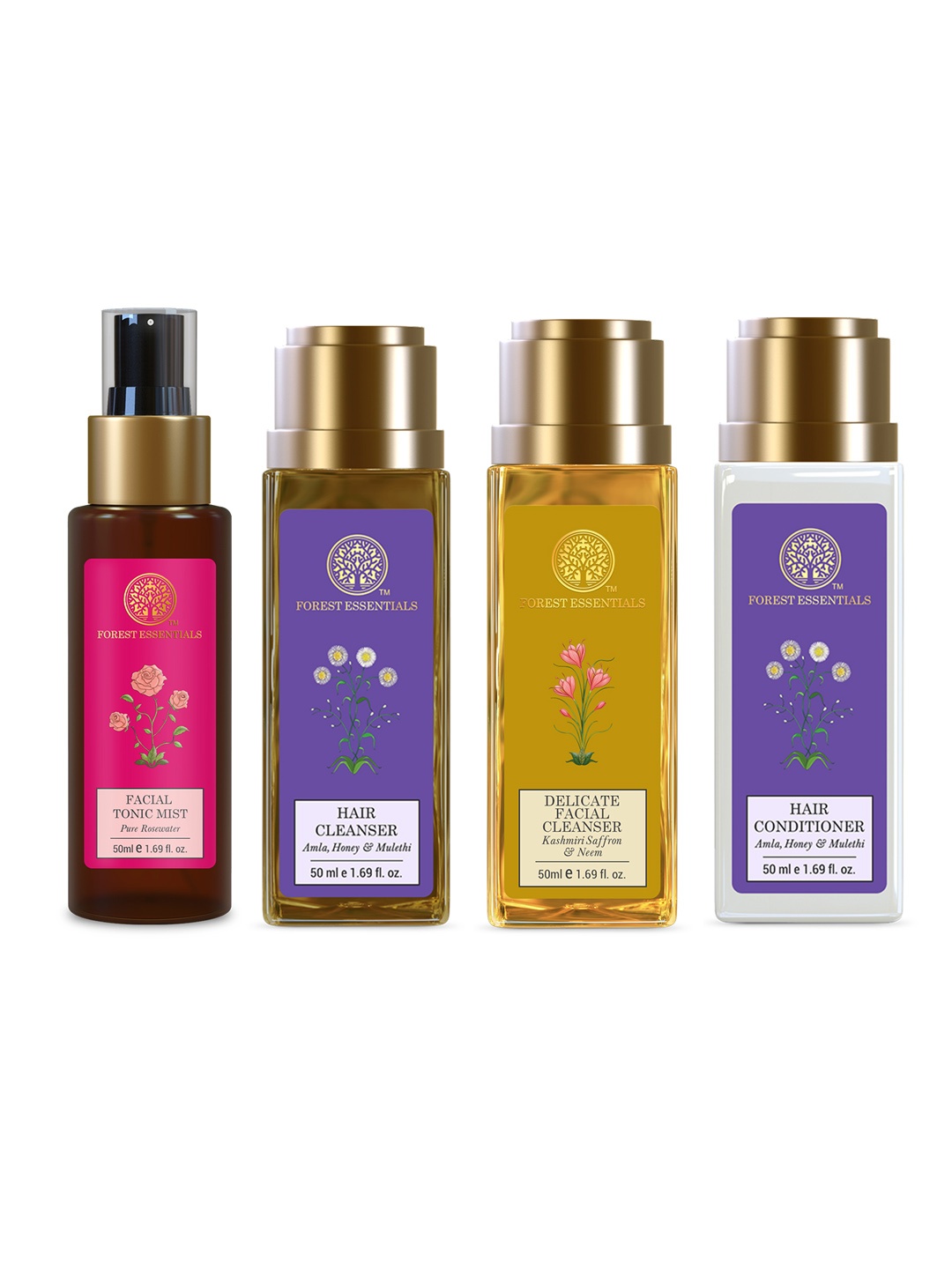 Forest Essentials Set of Hair Conditioner + Hair Cleanser + Tonic Mist + Facial Cleanser, Pink
Forest Essentials Set of Hair Conditioner + Hair Cleanser + Tonic Mist + Facial Cleanser, Pink