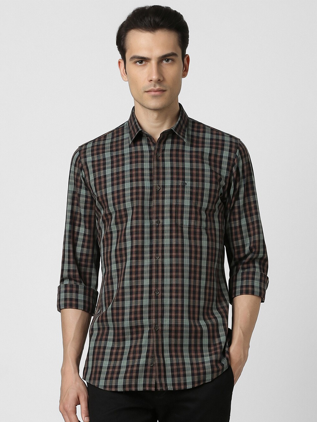 Peter England Casuals Spread Collar Long Sleeves Slim Fit Cotton Checked Casual Shirt, Green
Peter England Casuals Spread Collar Long Sleeves Slim Fit Cotton Checked Casual Shirt, Green