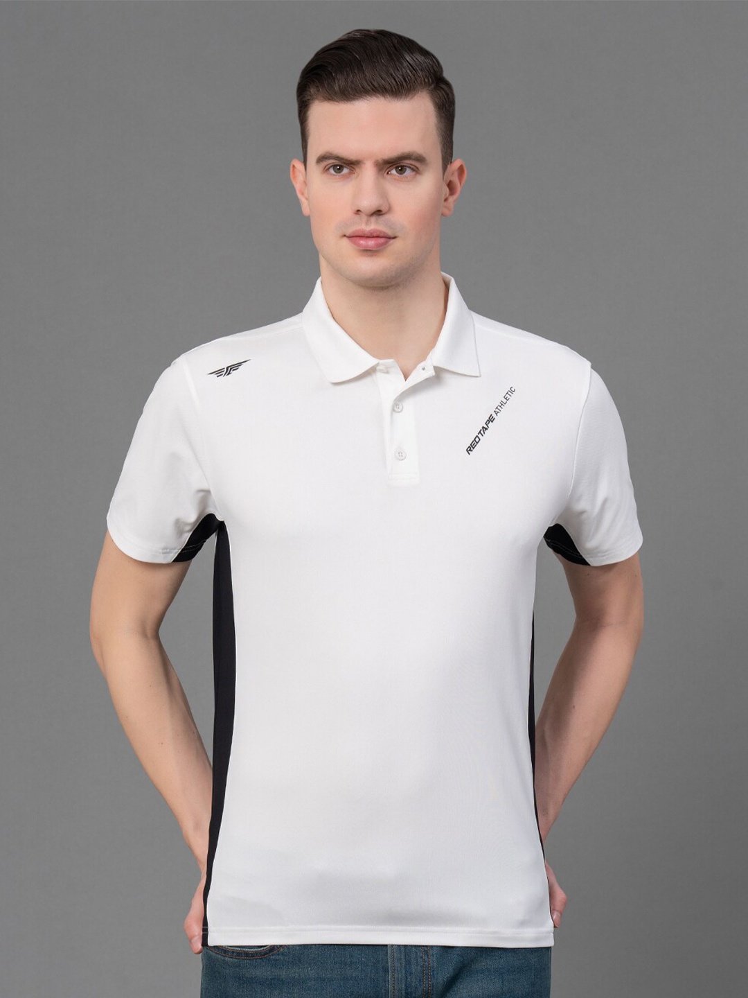 Red Tape Polo Collar Short Sleeves High Stretch Anti-Microbial Training T-shirt, White
Red Tape Polo Collar Short Sleeves High Stretch Anti-Microbial Training T-shirt, White