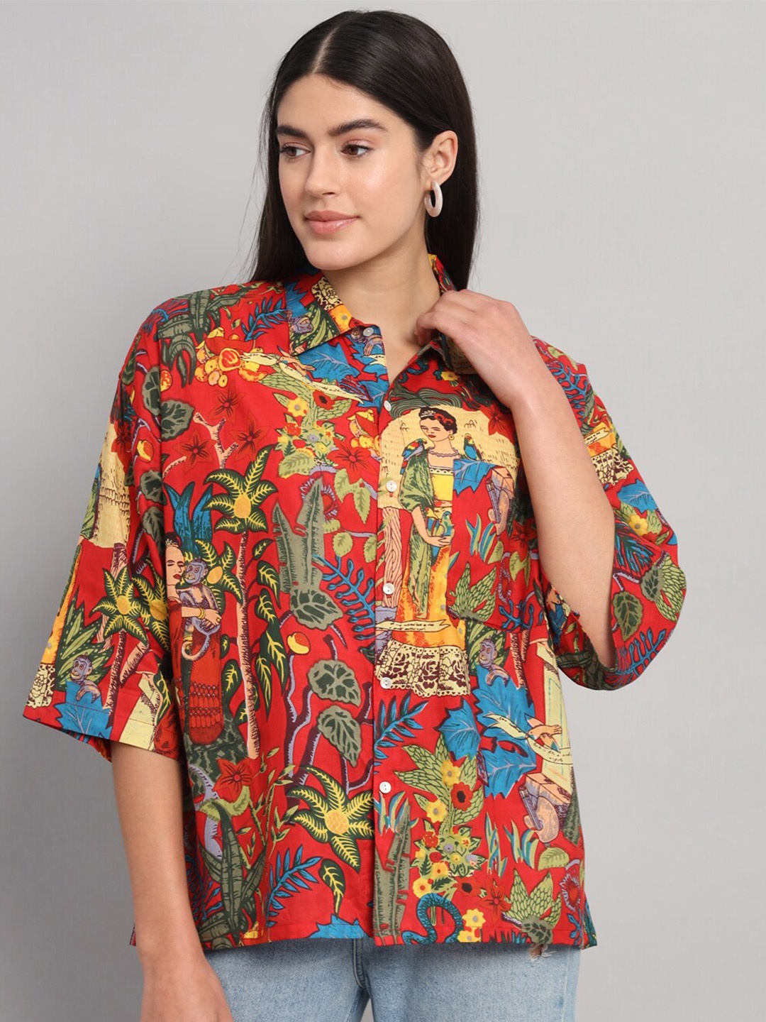 HANDICRAFT PALACE Comfort Floral Printed Opaque Pure Cotton Oversized Casual Shirt, Red
HANDICRAFT PALACE Comfort Floral Printed Opaque Pure Cotton Oversized Casual Shirt, Red