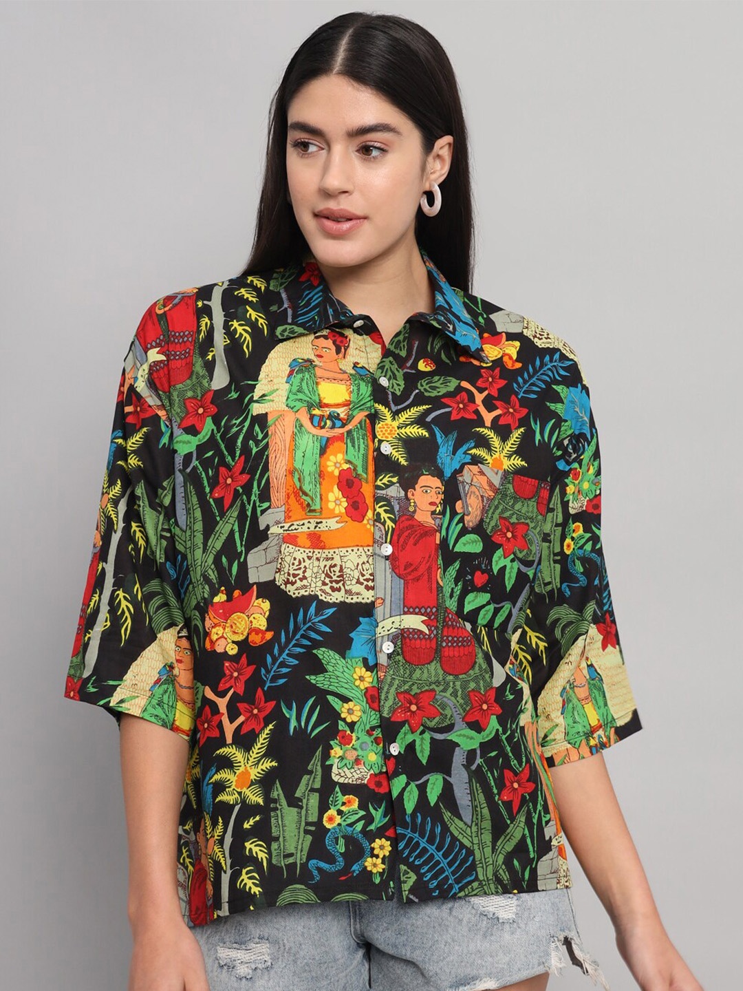 HANDICRAFT PALACE Comfort Floral Printed Opaque Pure Cotton Oversized Casual Shirt, Black
HANDICRAFT PALACE Comfort Floral Printed Opaque Pure Cotton Oversized Casual Shirt, Black