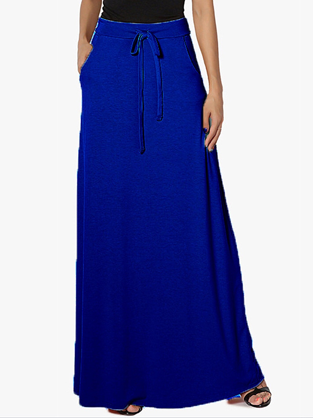 LULU & SKY Flared Maxi A-Line Maxi Skirt, Blue