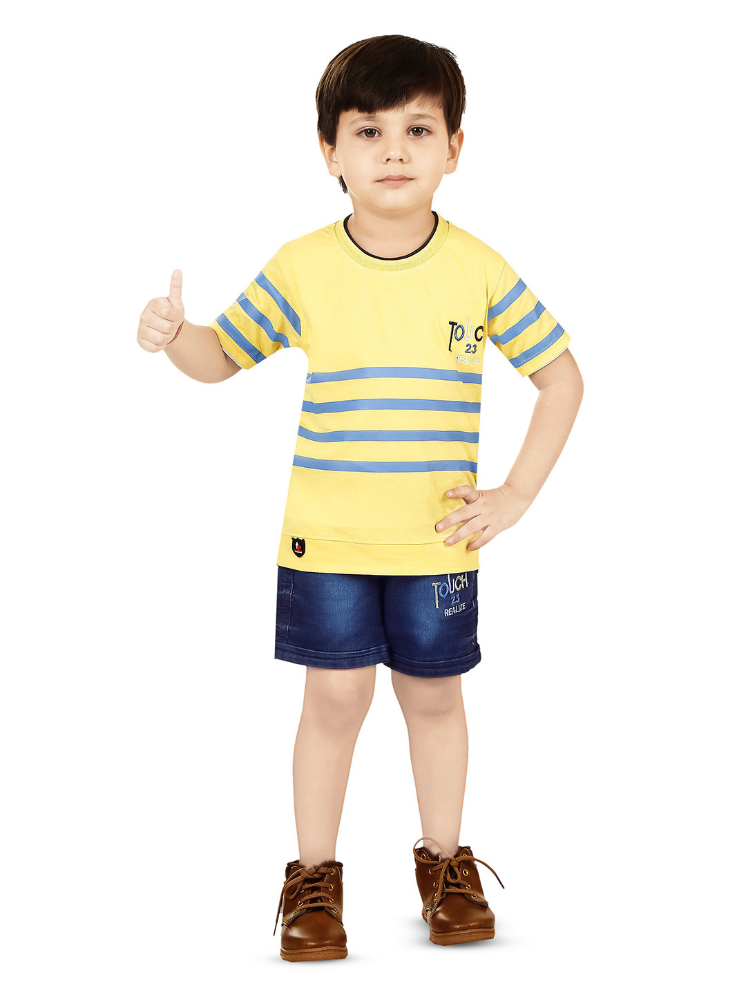 BAESD Boys Printed T-shirt with Shorts, Yellow 
BAESD Boys Printed T-shirt with Shorts, Yellow