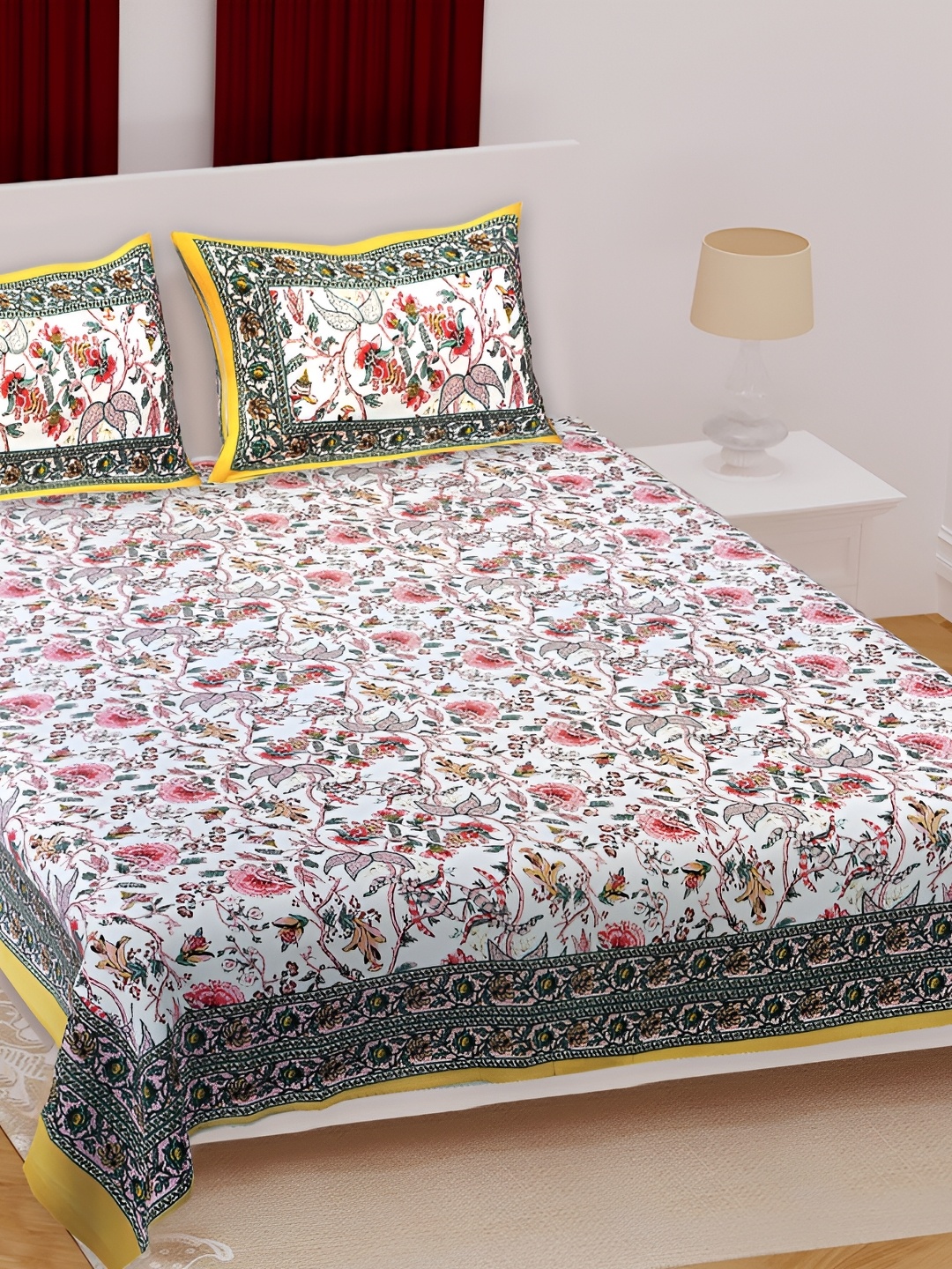 Texstylers Pink & Yellow Floral Printed Cotton 186 TC Queen Bedsheet With 2 Pillow Covers
Texstylers Pink & Yellow Floral Printed Cotton 186 TC Queen Bedsheet With 2 Pillow Covers