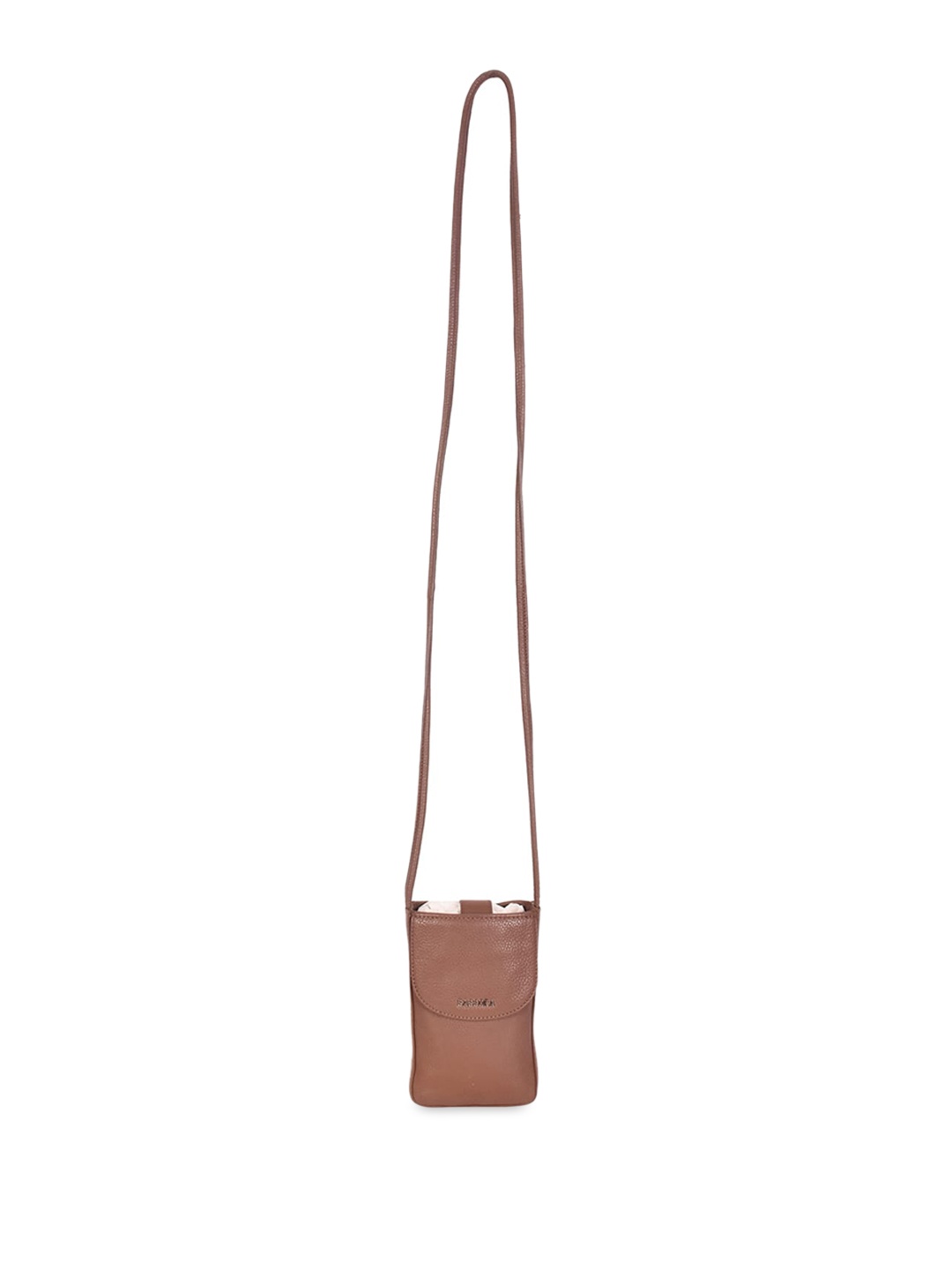Sassora Leather Structured Mobile Sling Bag, Taupe