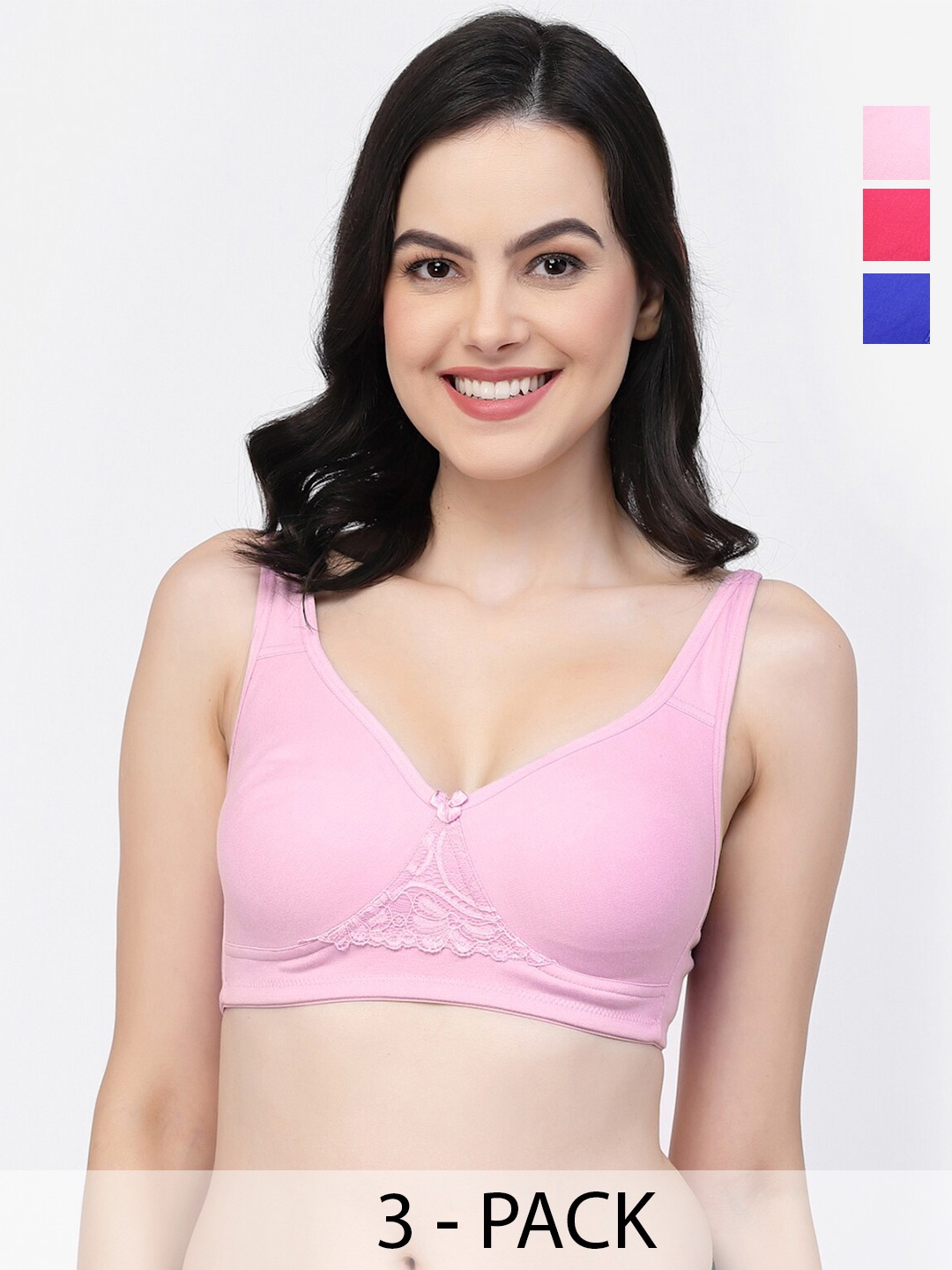 College Girl Pack Of 3 Non-Wired Lightly Padded Cotton T-shirt Bra With All Day Comfort, Pink
College Girl Pack Of 3 Non-Wired Lightly Padded Cotton T-shirt Bra With All Day Comfort, Pink