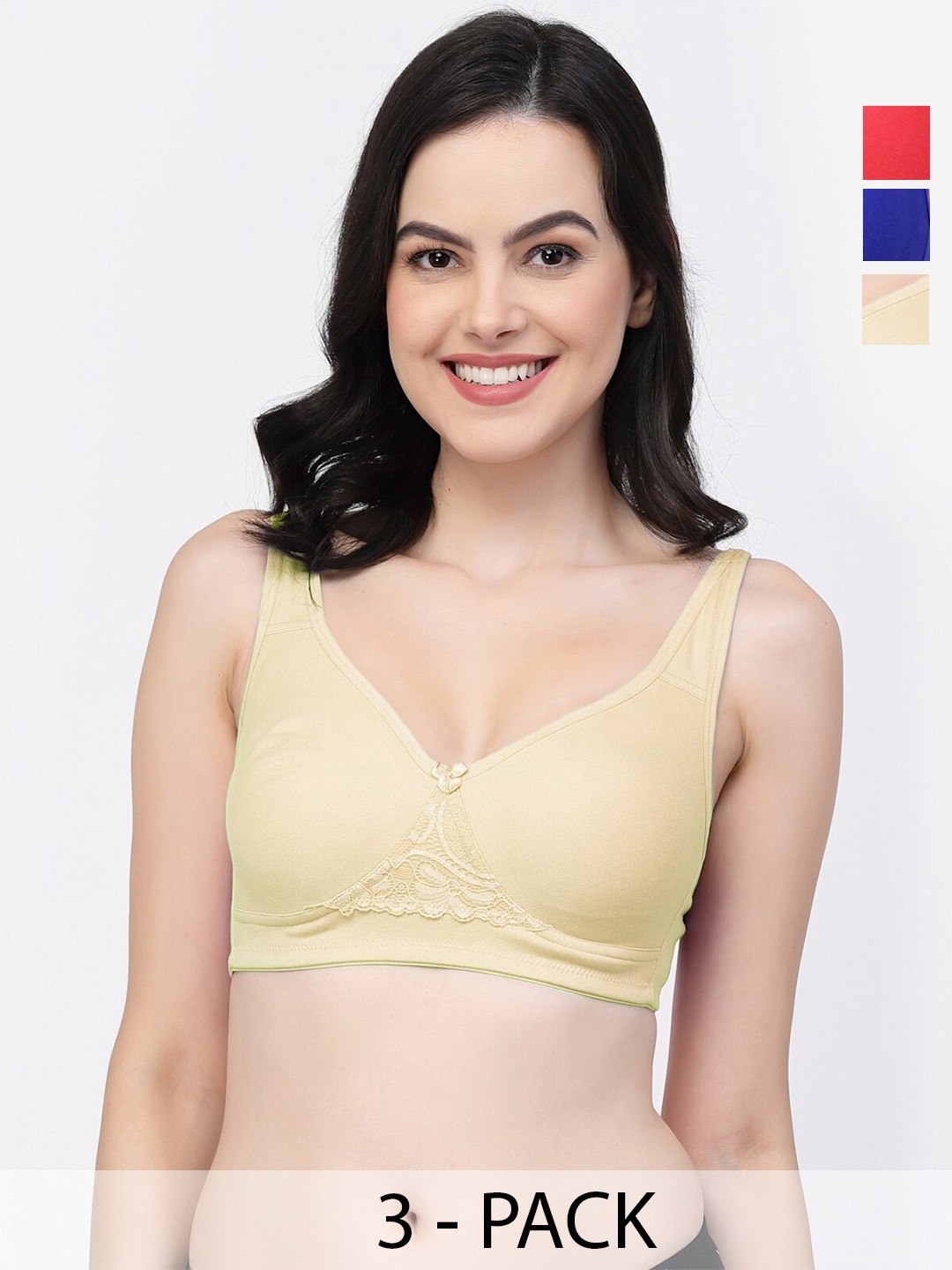 College Girl Pack Of 3 Full Coverage Lightly Padded Cotton T-shirt Bra- All Day Comfort, Blue
College Girl Pack Of 3 Full Coverage Lightly Padded Cotton T-shirt Bra- All Day Comfort, Blue