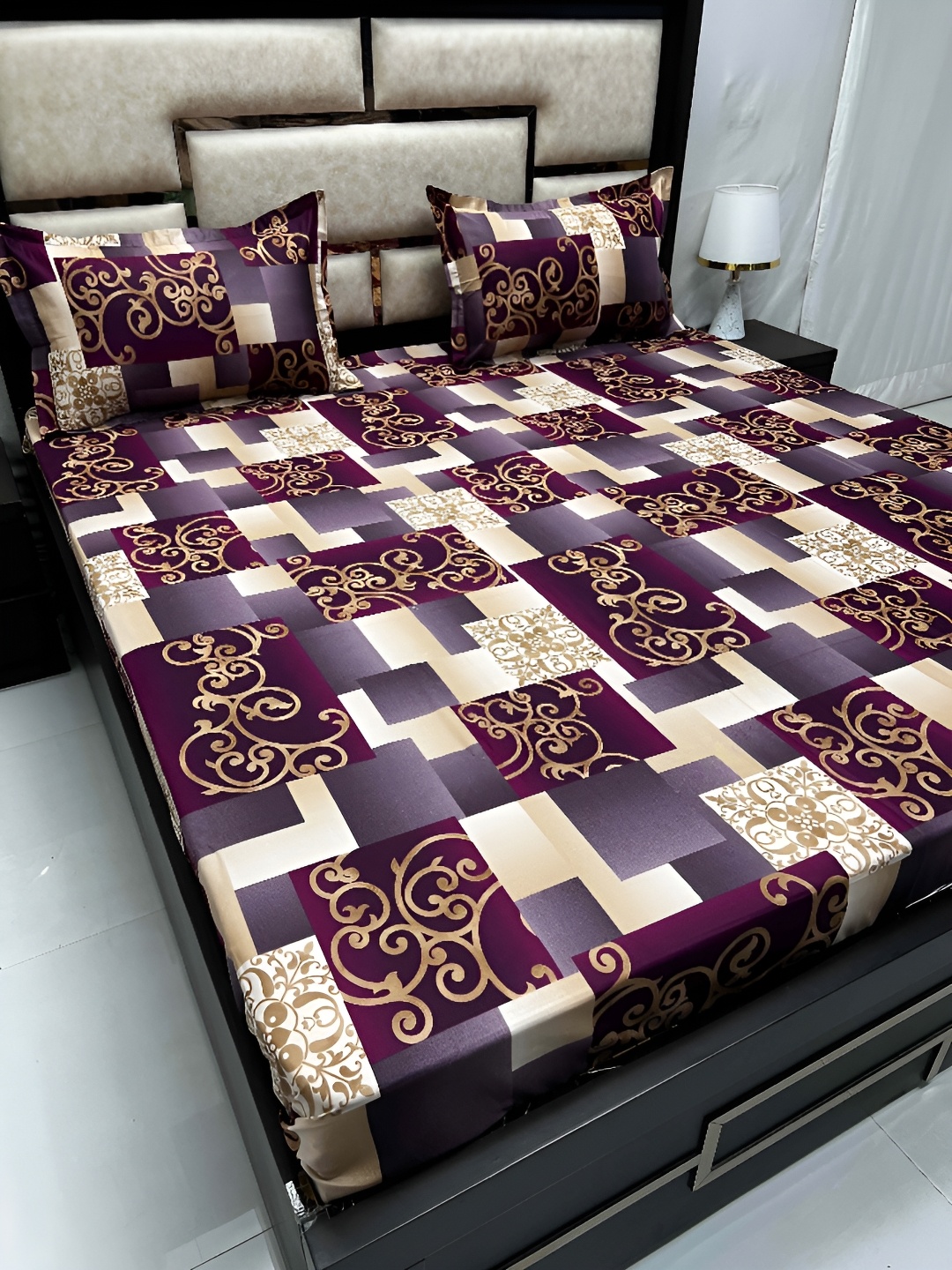 Pure Decor Purple & Beige Ethnic Motifs Cotton 400 TC King Bedsheet with 2 Pillow Covers
Pure Decor Purple & Beige Ethnic Motifs Cotton 400 TC King Bedsheet with 2 Pillow Covers