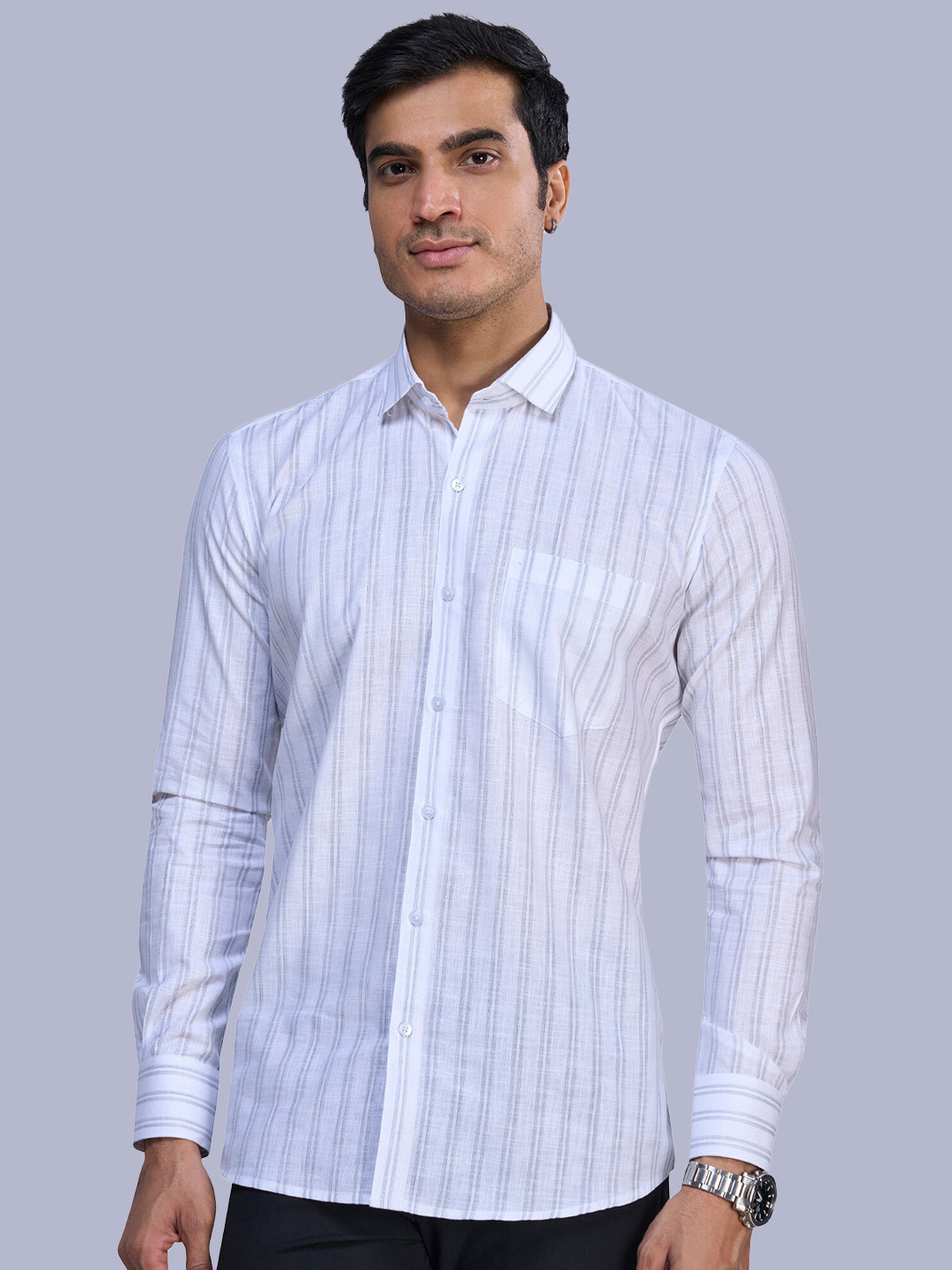MARK & ALBERT India Slim Fit Opaque Vertical Striped Linen Casual Shirt, Grey
MARK & ALBERT India Slim Fit Opaque Vertical Striped Linen Casual Shirt, Grey