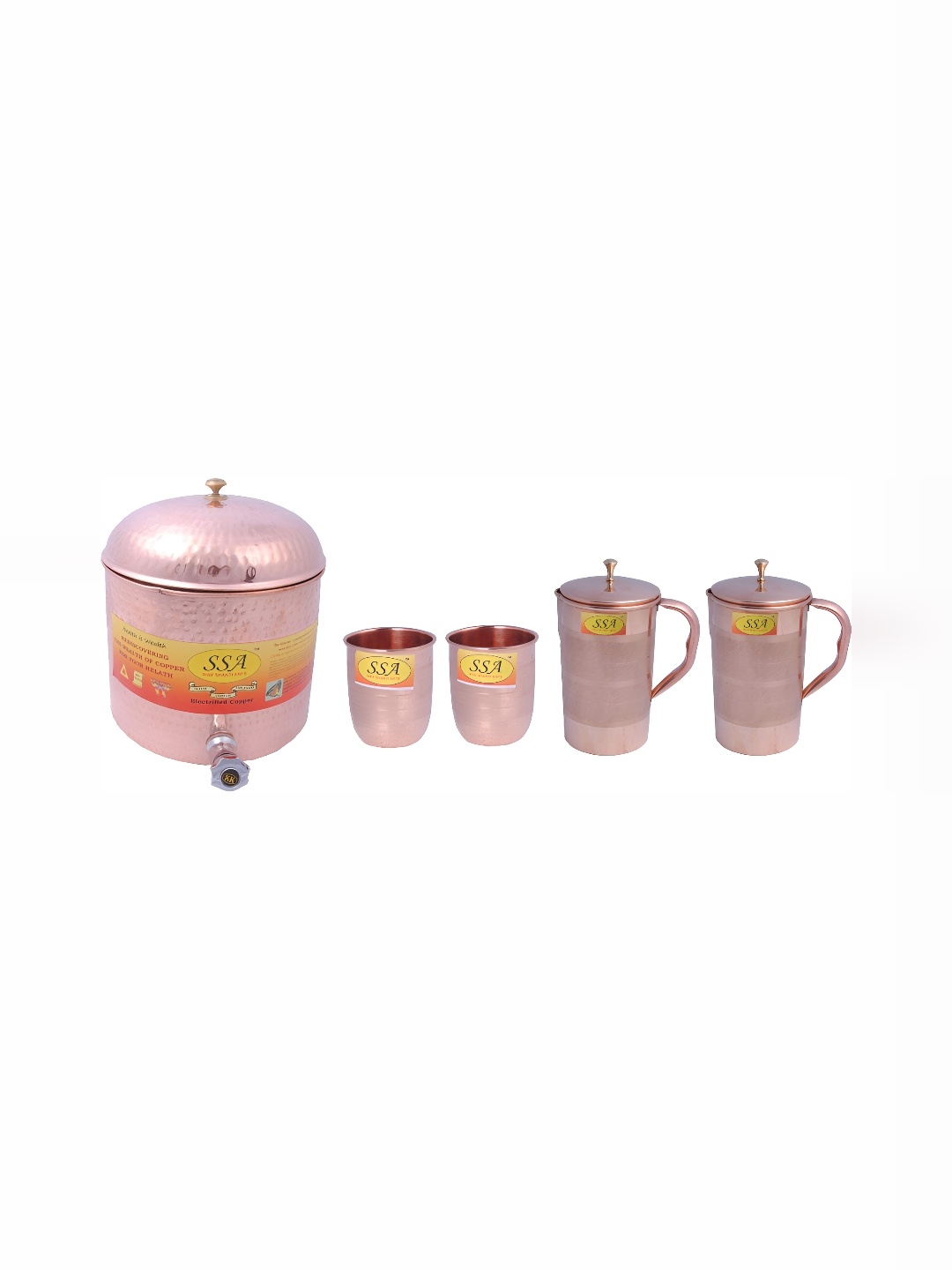 Shivshakti Arts Brown 5 Pieces Textured Copper Glass Set