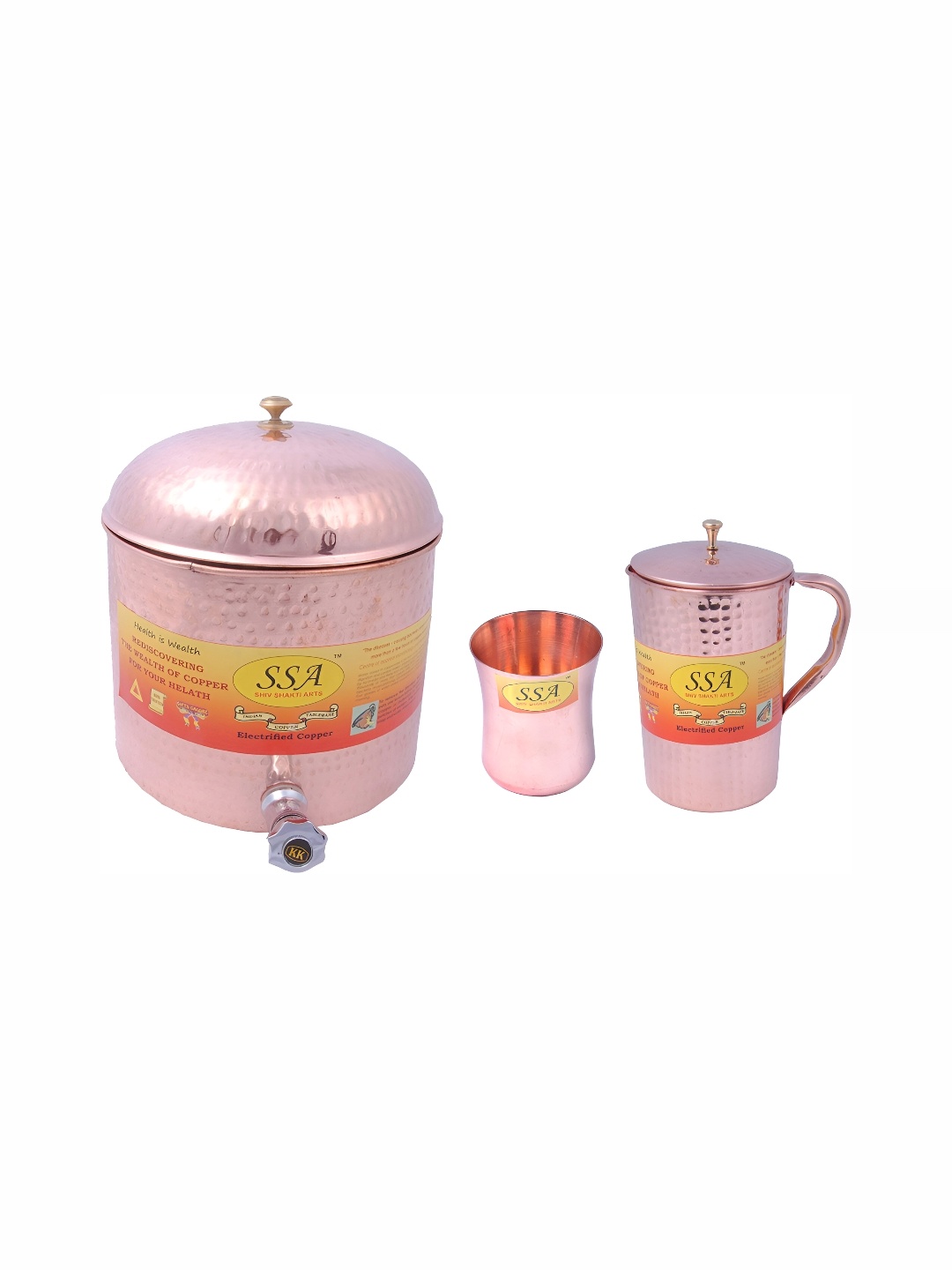Shivshakti Arts Brown 3 Pieces Copper Water Jug Set