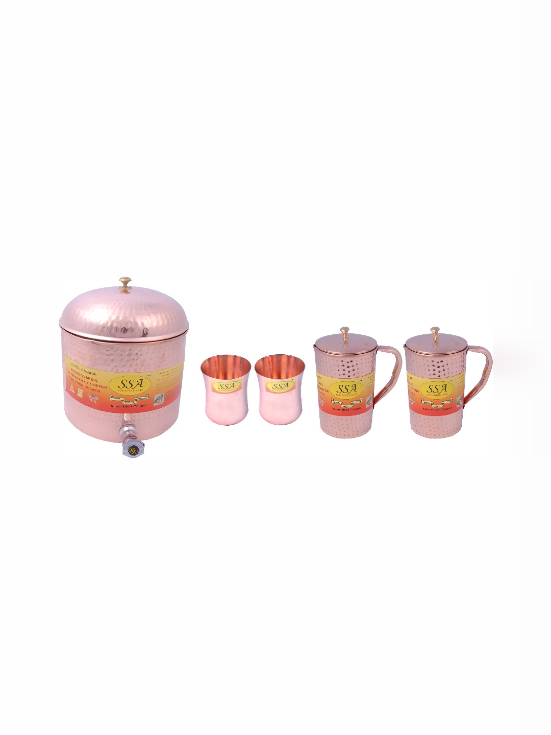 Shivshakti Arts Brown 5 Pieces Copper Water Jugs & Glasses