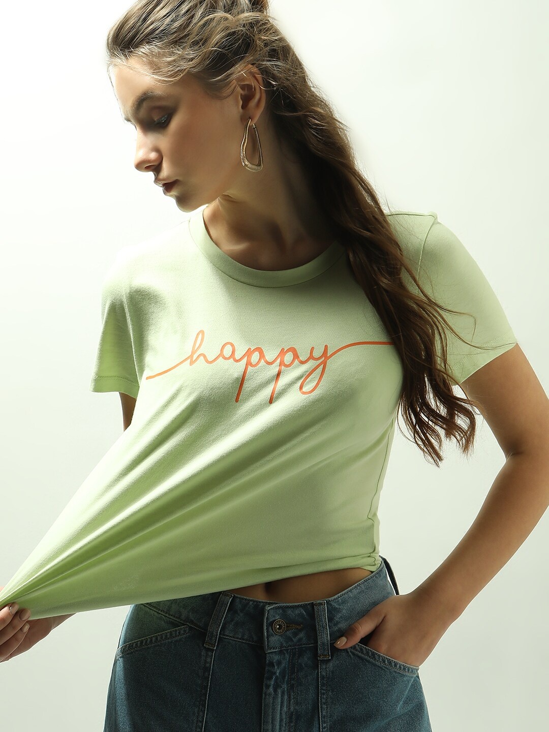 Vero Moda Round Neck Short Sleeves Typographic Printed Cotton Cotton Regular Fit T-shirt, Green
Vero Moda Round Neck Short Sleeves Typographic Printed Cotton Cotton Regular Fit T-shirt, Green
