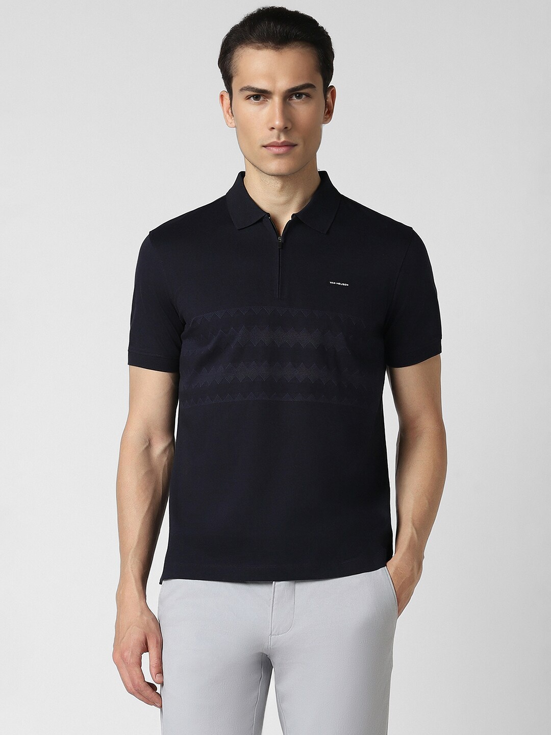 Van Heusen Sport Self Design Polo Collar Short Sleeves Cotton Regular Fit T-shirt, Navy blue
Van Heusen Sport Self Design Polo Collar Short Sleeves Cotton Regular Fit T-shirt, Navy blue