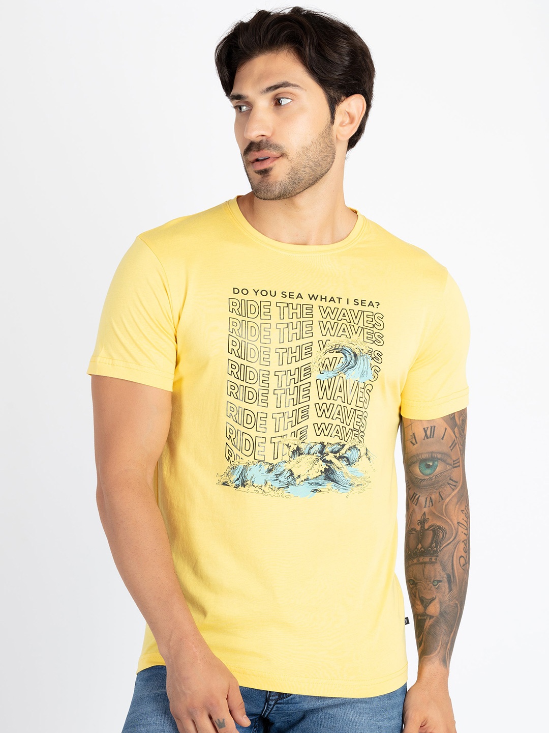 Status Quo Round Neck Short Sleeves Graphic Printed Regular Fit Cotton T-shirt, Yellow
Status Quo Round Neck Short Sleeves Graphic Printed Regular Fit Cotton T-shirt, Yellow