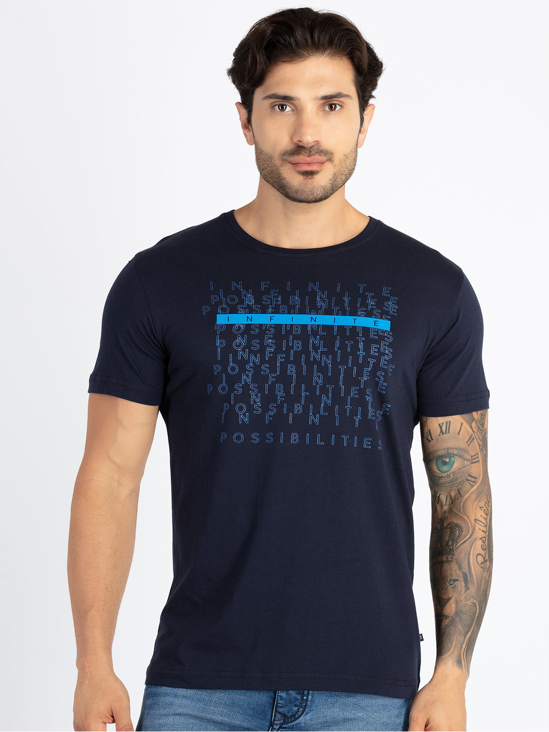 Status Quo Graphic Printed Round Neck Pure Cotton T-shirt, Navy blue 
Status Quo Graphic Printed Round Neck Pure Cotton T-shirt, Navy blue
