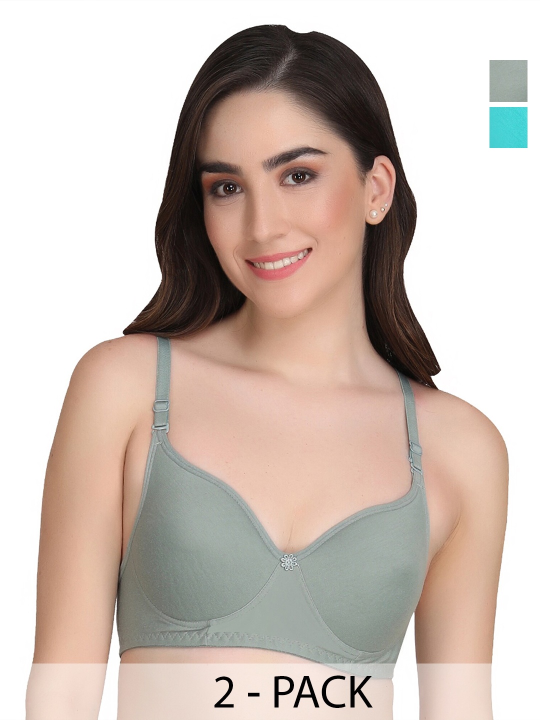 Liigne Pack Of 2 Full Coverage Lightly Padded Everyday Bras- All Day Comfort, Turquoise blue
Liigne Pack Of 2 Full Coverage Lightly Padded Everyday Bras- All Day Comfort, Turquoise blue