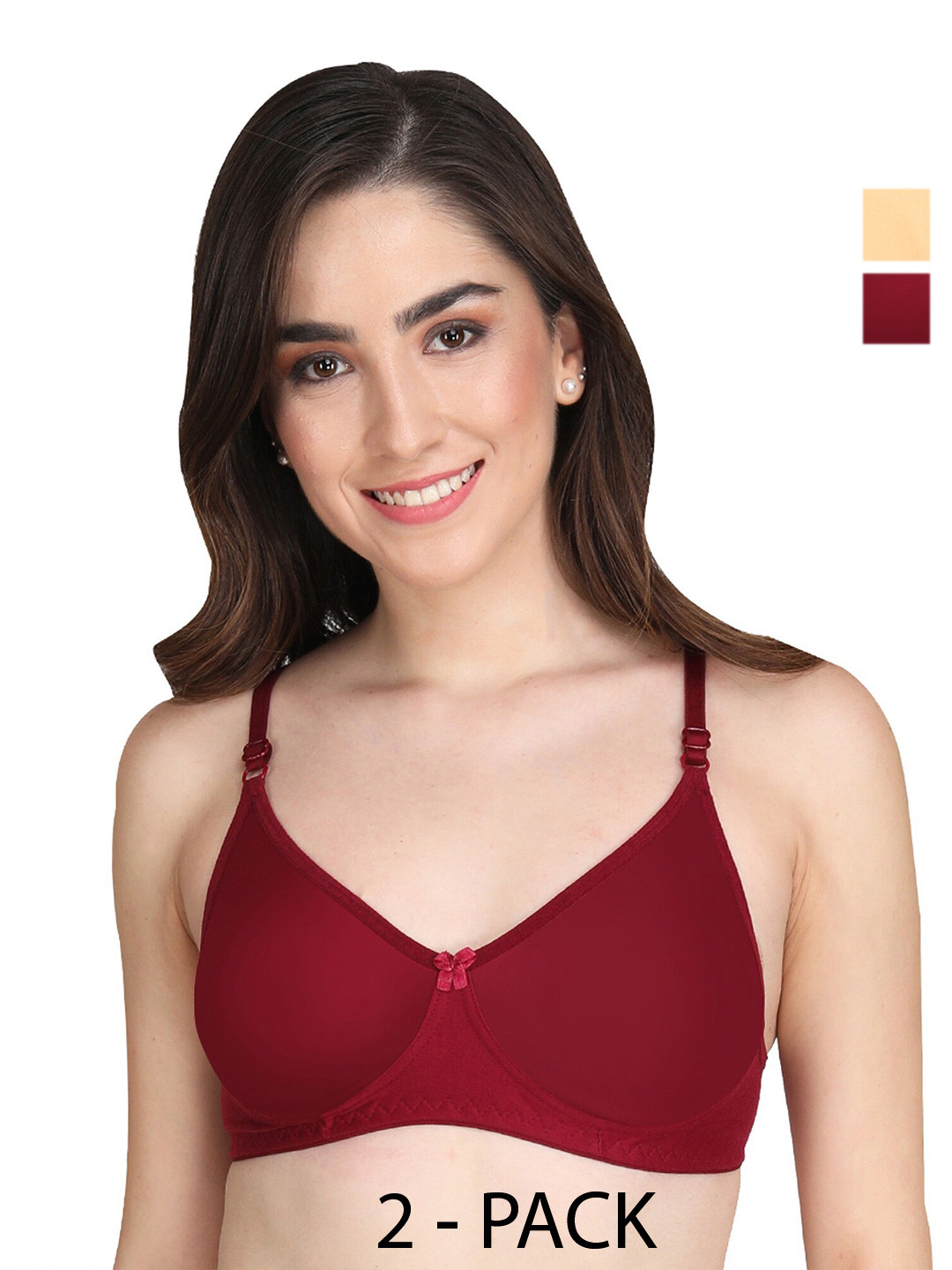 Liigne Pack Of 2 Full Coverage Lightly Padded Everyday Bra - All Day Comfort, Maroon 
Liigne Pack Of 2 Full Coverage Lightly Padded Everyday Bra - All Day Comfort, Maroon