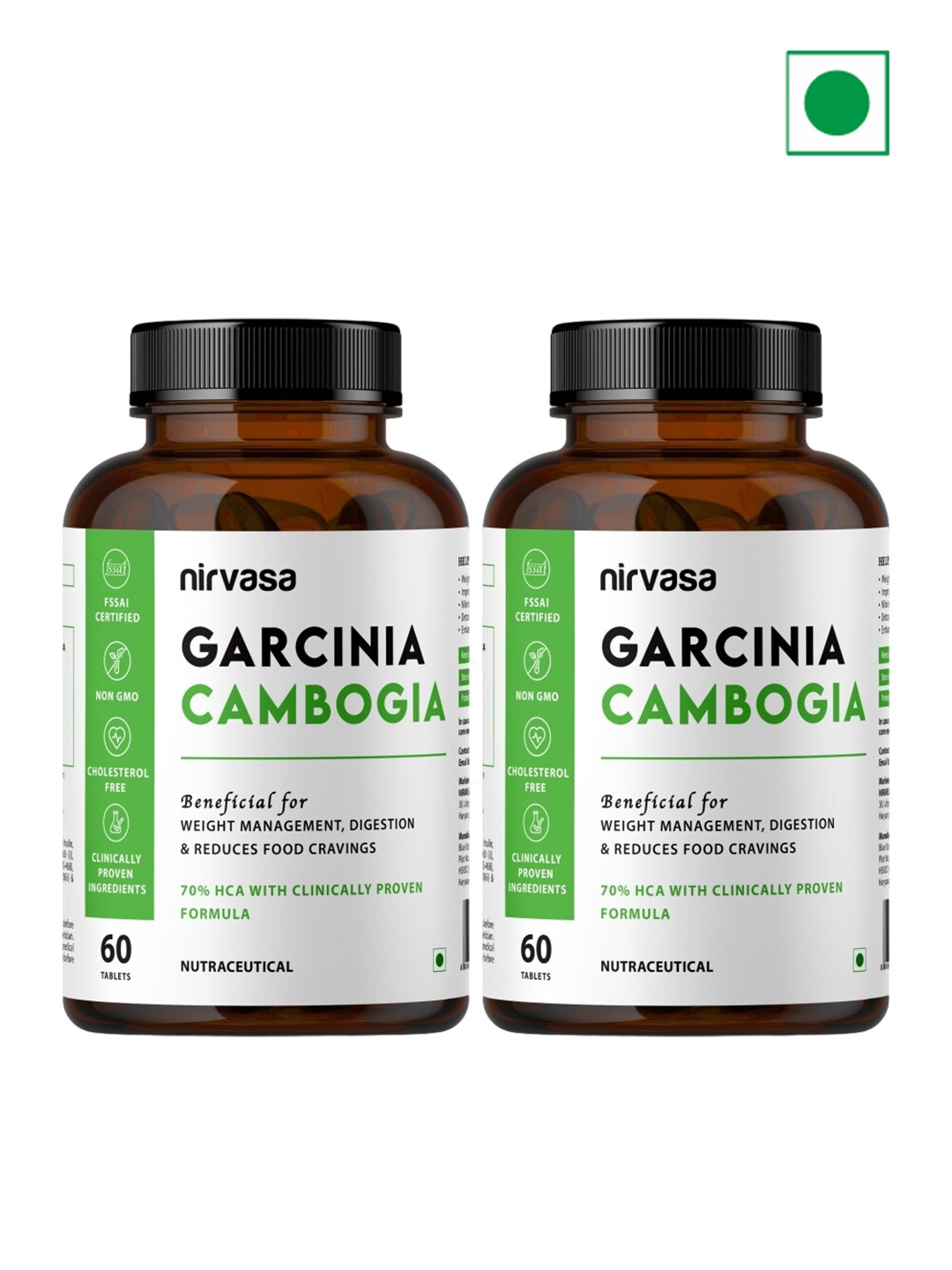 Nirvasa Set Of 2 Garcinia Cambogia Tablet For Weight Management - 60 Tablets Each, White
Nirvasa Set Of 2 Garcinia Cambogia Tablet For Weight Management - 60 Tablets Each, White