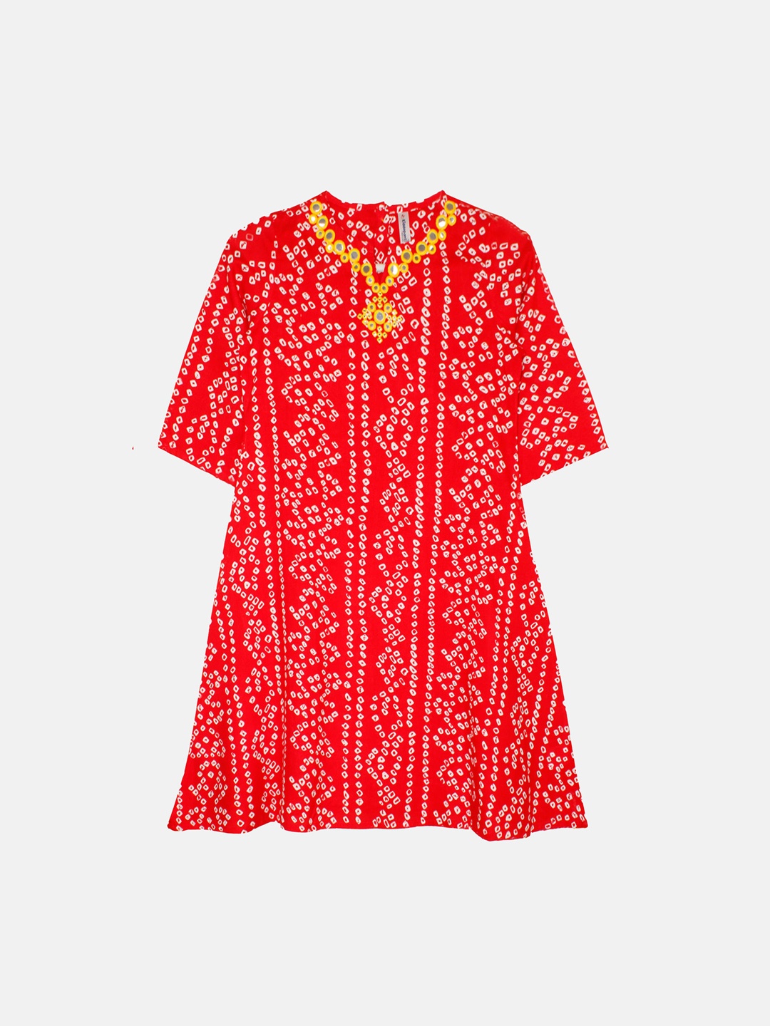 KiddoPanti Girls Bandhani Printed Flared Sleeves Mirror Work Anarkali Kurta, Red
KiddoPanti Girls Bandhani Printed Flared Sleeves Mirror Work Anarkali Kurta, Red