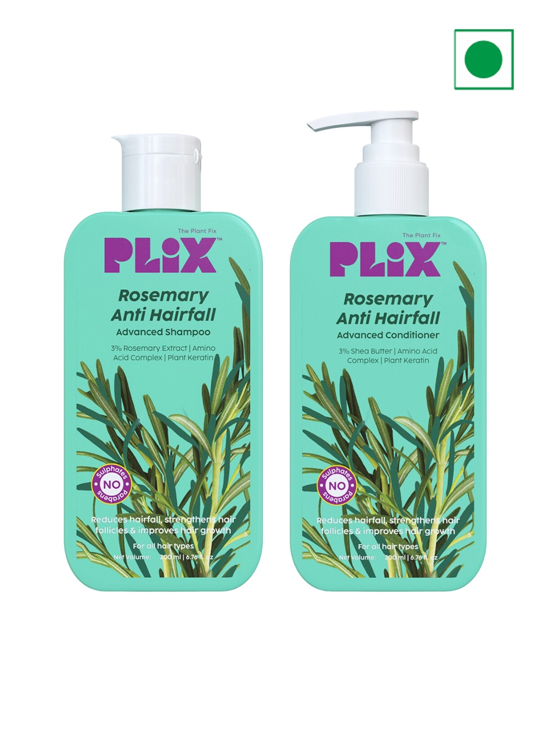 PLIX THE PLANT FIX Set Of 2 Rosemary Anti Hairfall Shampoo & Conditioner - 200ml Each, Green
PLIX THE PLANT FIX Set Of 2 Rosemary Anti Hairfall Shampoo & Conditioner - 200ml Each, Green