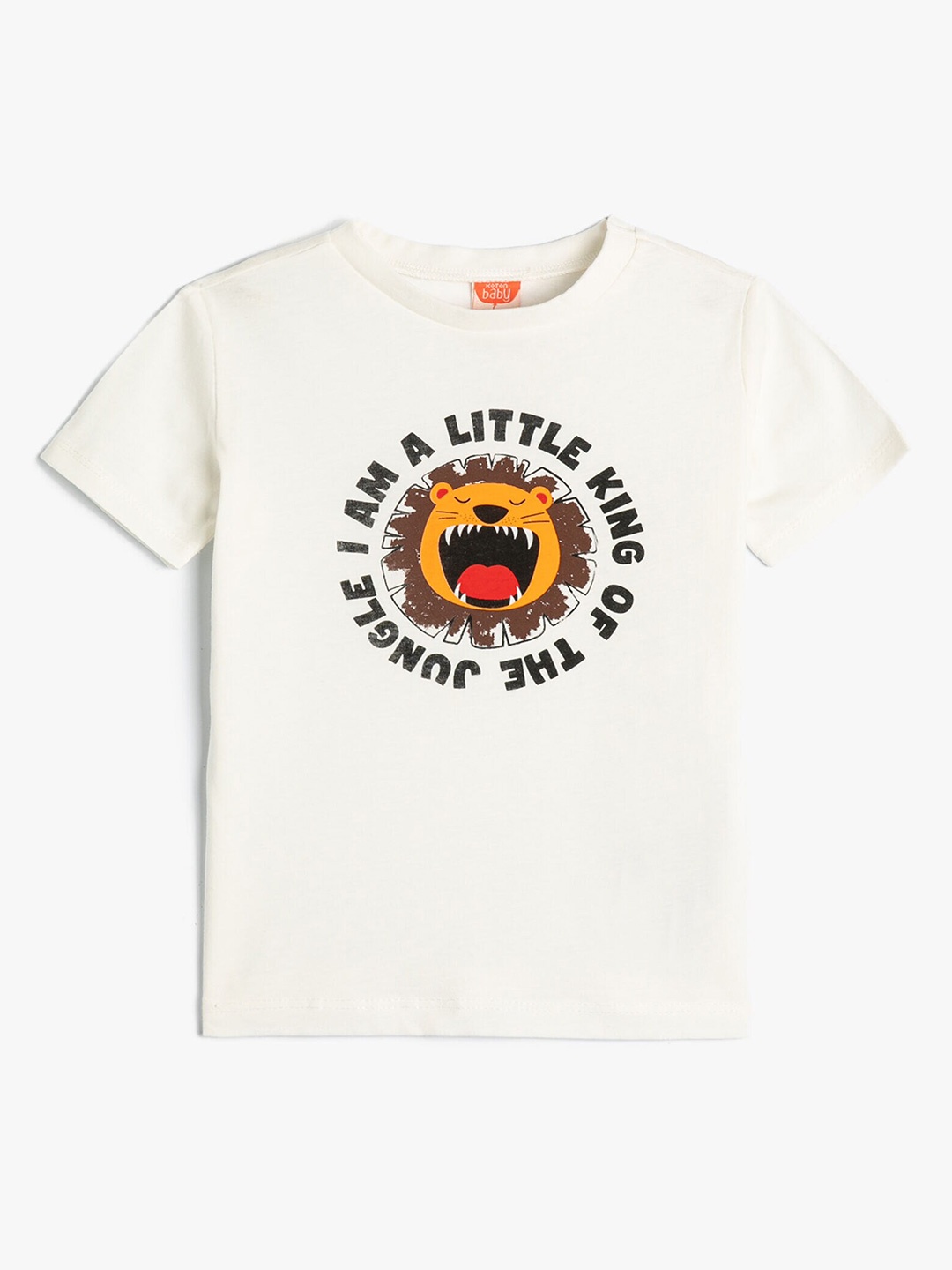 Koton Boys Typography Printed Cotton T-shirt, White