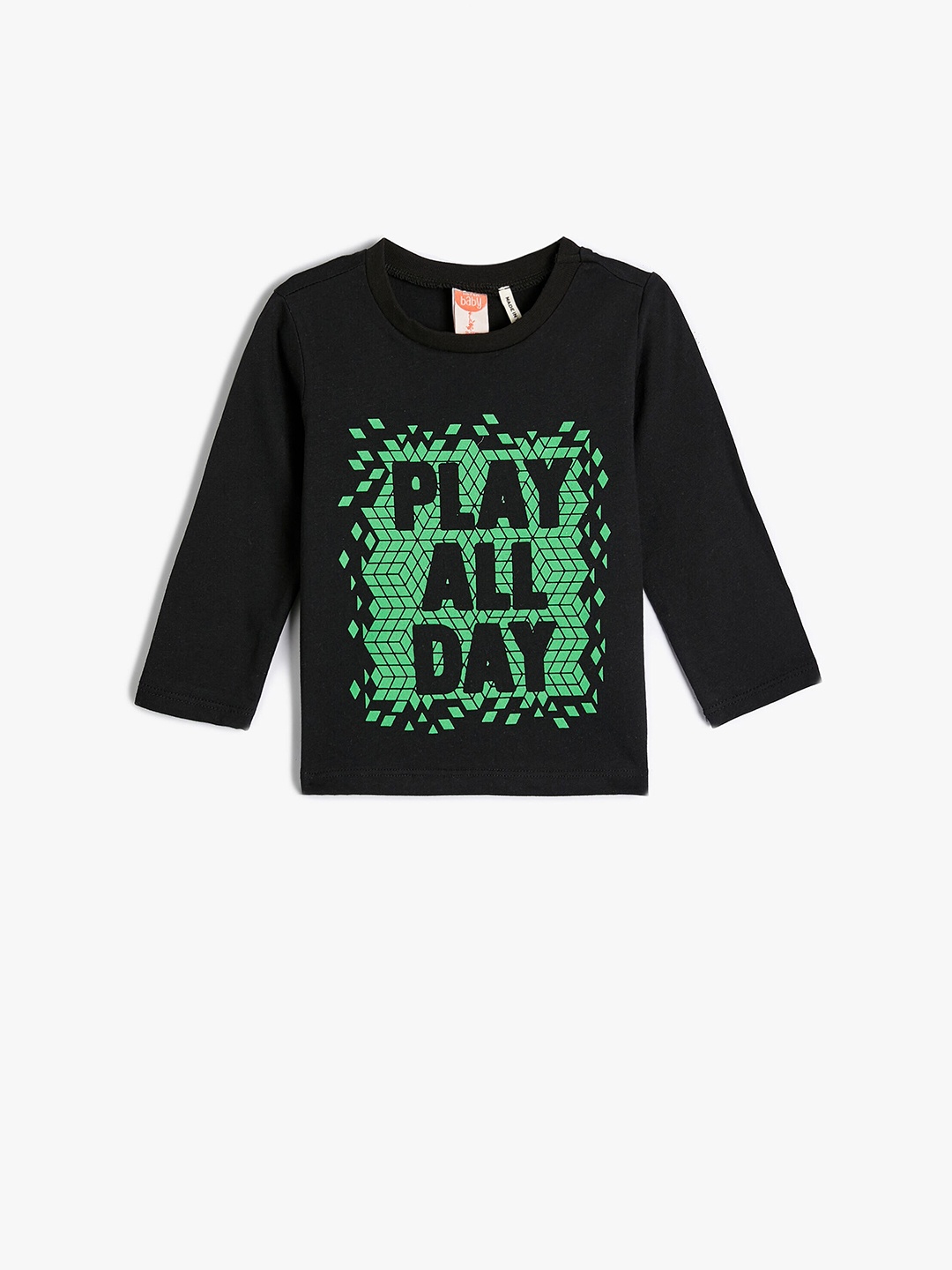 Koton Boys Typography Printed Cotton T-shirt, Black