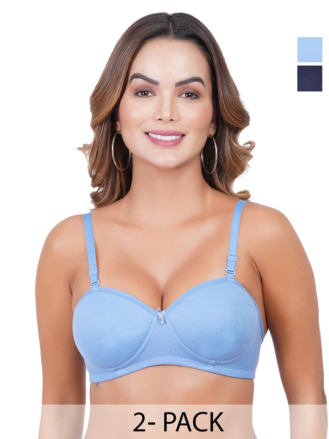 Liigne Pack Of 2 Non-Wired Lightly Padded Everyday Bra With All Day Comfort, Navy blue
Liigne Pack Of 2 Non-Wired Lightly Padded Everyday Bra With All Day Comfort, Navy blue