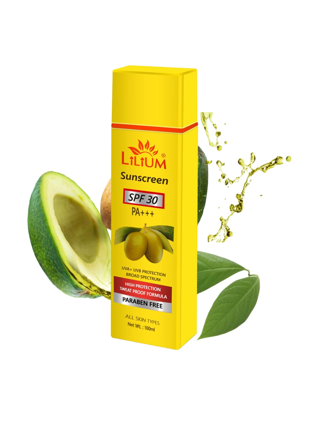 Lilium SPF30 PA+++ Sweatproof Formula Natural Sunscreen with UVA & UVB Protection - 100 ml, Yellow
Lilium SPF30 PA+++ Sweatproof Formula Natural Sunscreen with UVA & UVB Protection - 100 ml, Yellow