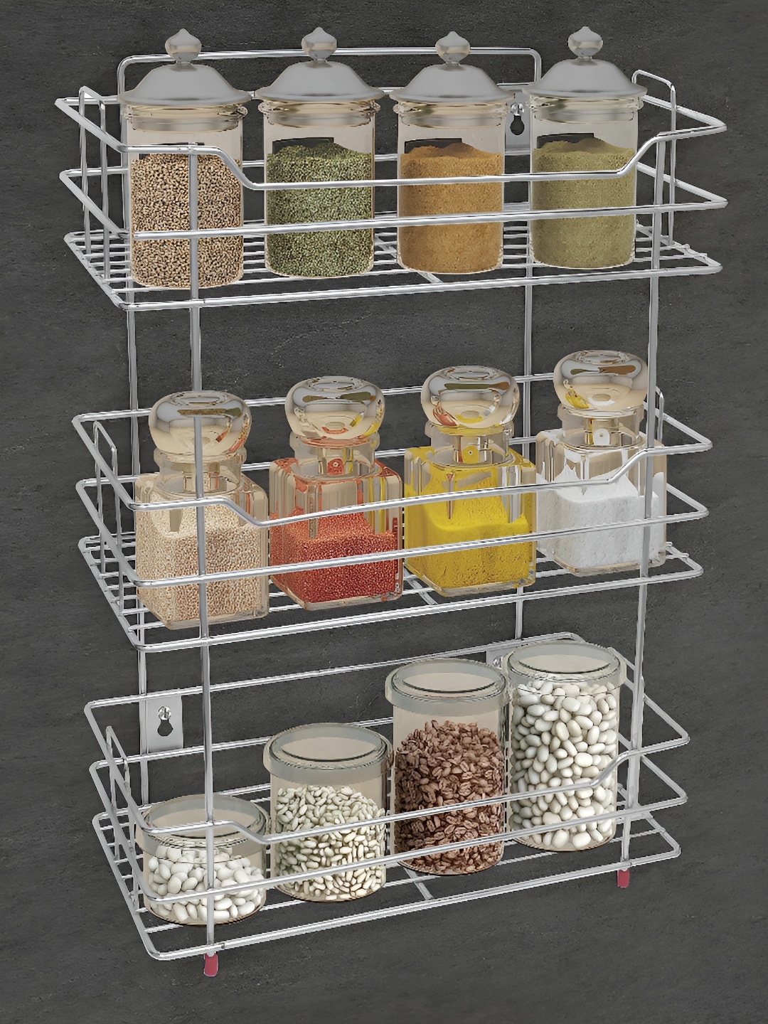 Plantex Silver-Toned Stainless 3 Tier Kitchen Rack