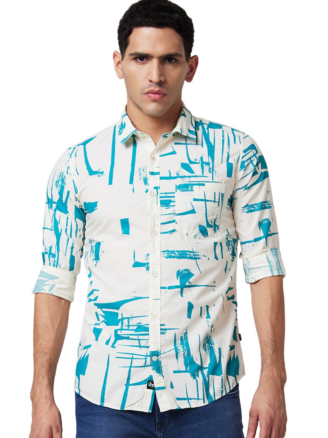 SPYKAR Spread Collar Long Sleeves Slim Fit Abstract Printed Cotton Casual Shirt, Blue
SPYKAR Spread Collar Long Sleeves Slim Fit Abstract Printed Cotton Casual Shirt, Blue