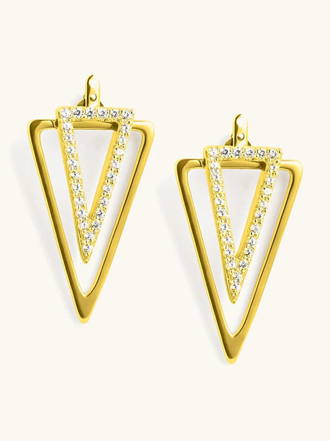 Mabel Gold-Plated Cubic Zirconia-Studded 92.5 Sterling Silver Triangular Studs Earrings
Mabel Gold-Plated Cubic Zirconia-Studded 92.5 Sterling Silver Triangular Studs Earrings