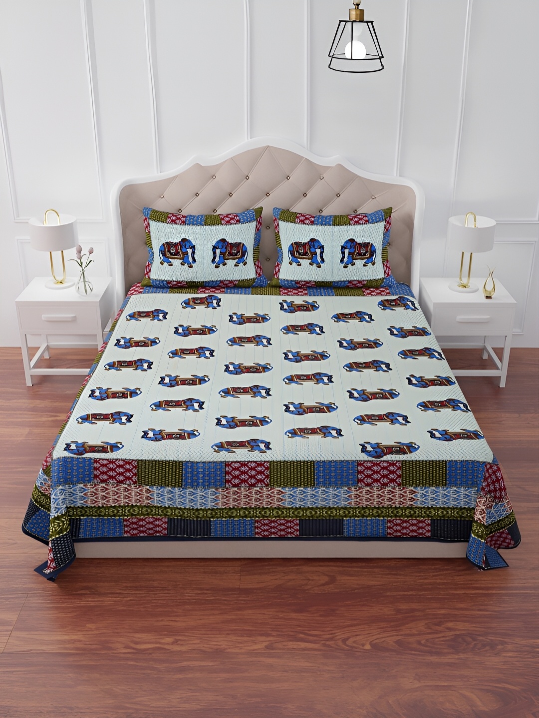 The Craft Monk Blue & Green Printed Cotton 240 TC King Bedsheet With 2 Pillow Covers
The Craft Monk Blue & Green Printed Cotton 240 TC King Bedsheet With 2 Pillow Covers