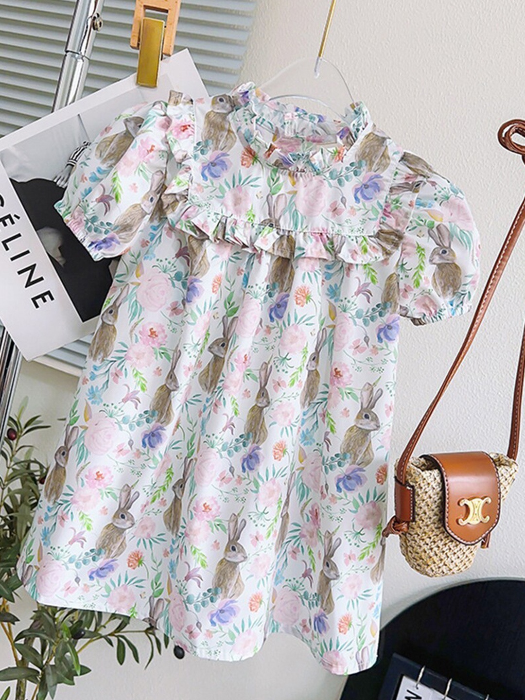 INCLUD Girls Floral Printed Ruffled Round Neck Puff Sleeves A-Line Midi Dress, White
INCLUD Girls Floral Printed Ruffled Round Neck Puff Sleeves A-Line Midi Dress, White