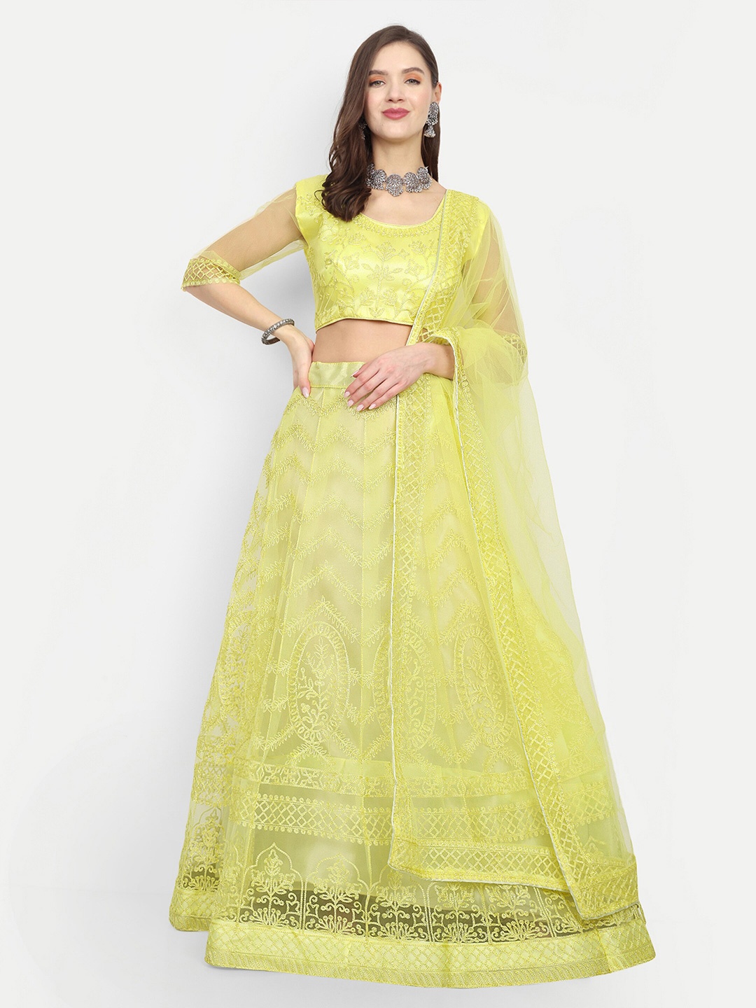 Cute fellow Embroidered Thread Work Semi-Stitched Lehenga & Unstitched Blouse With Dupatta, Yellow
Cute fellow Embroidered Thread Work Semi-Stitched Lehenga & Unstitched Blouse With Dupatta, Yellow