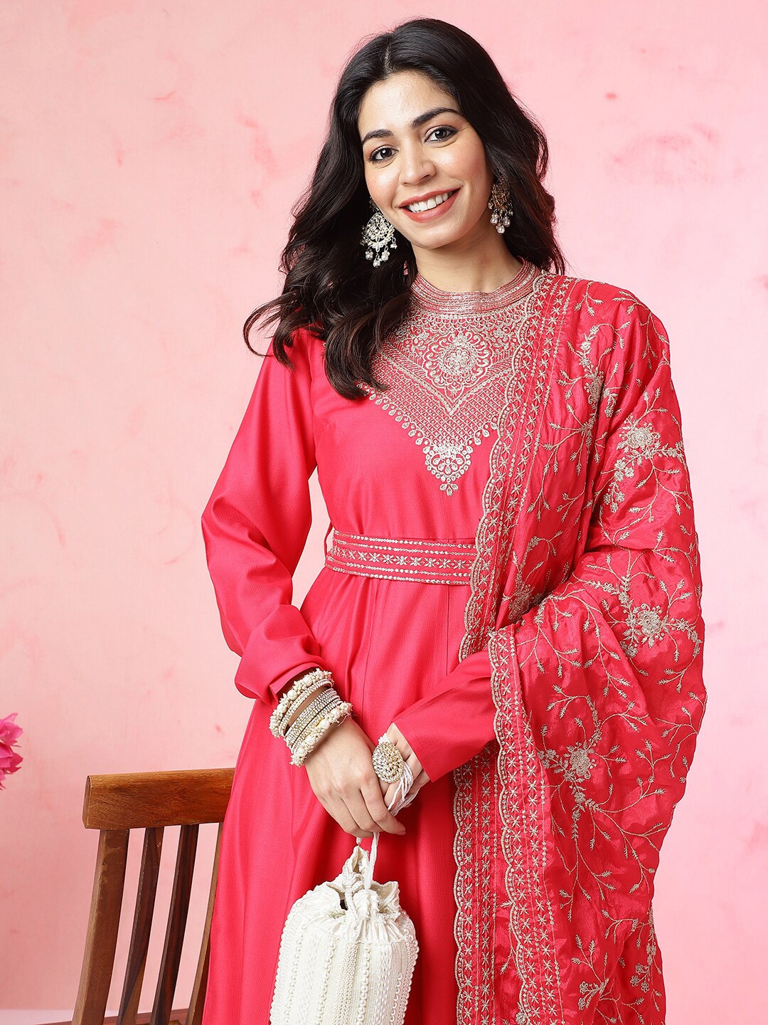 Anouk Women Ethnic Motifs Yoke Design Empire Thread Work Chanderi Silk Kurta with Churidar & With Dupatta, Fuchsia
Anouk Women Ethnic Motifs Yoke Design Empire Thread Work Chanderi Silk Kurta with Churidar & With Dupatta, Fuchsia