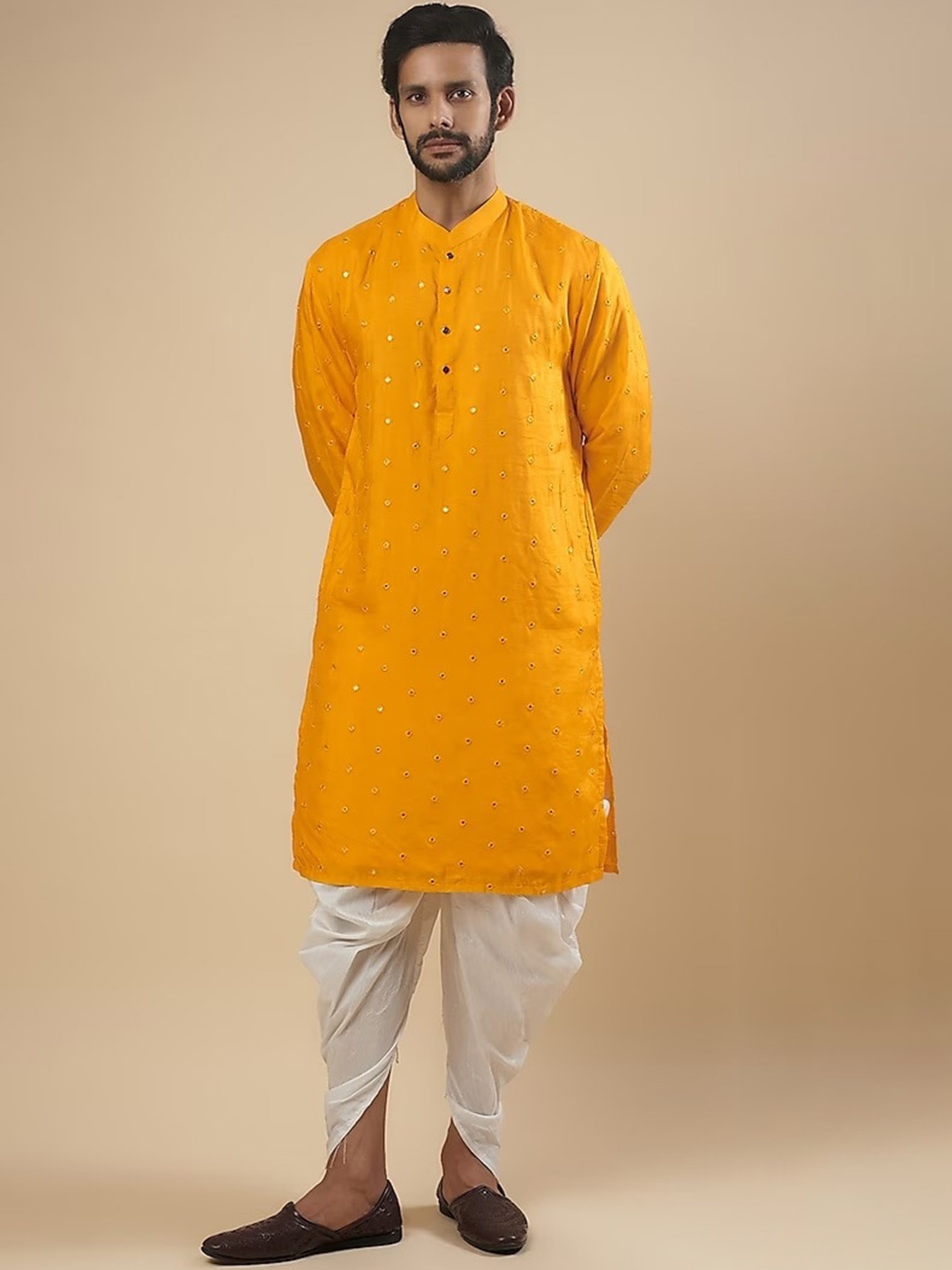sven suits Men Embroidered Regular Mukaish Dupion Silk Kurta with Dhoti Pants, Yellow
sven suits Men Embroidered Regular Mukaish Dupion Silk Kurta with Dhoti Pants, Yellow