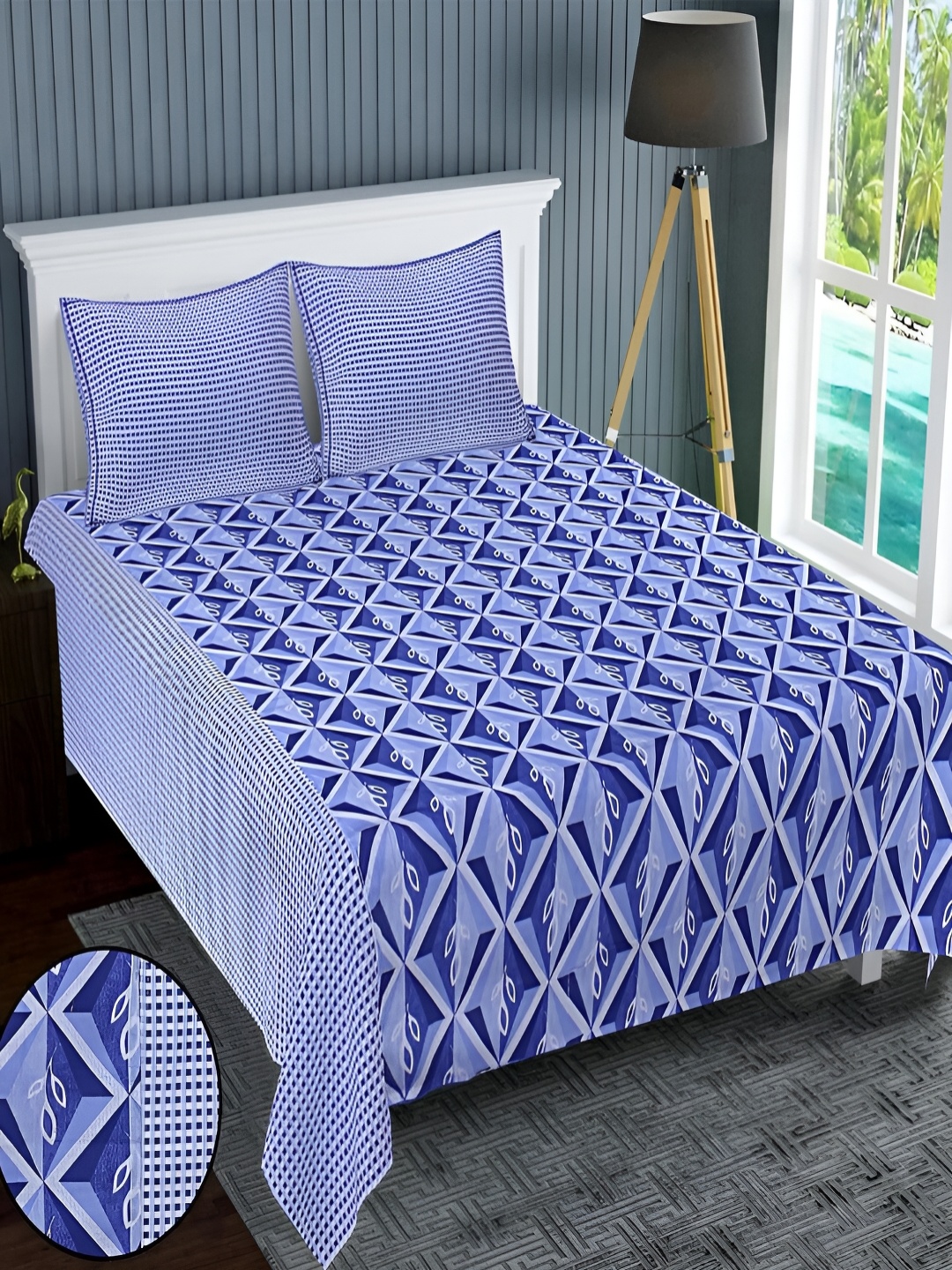 Kuber Industries Blue & Navy Blue Geometric 300 TC Queen Bedsheet with 2 Pillow Covers
Kuber Industries Blue & Navy Blue Geometric 300 TC Queen Bedsheet with 2 Pillow Covers