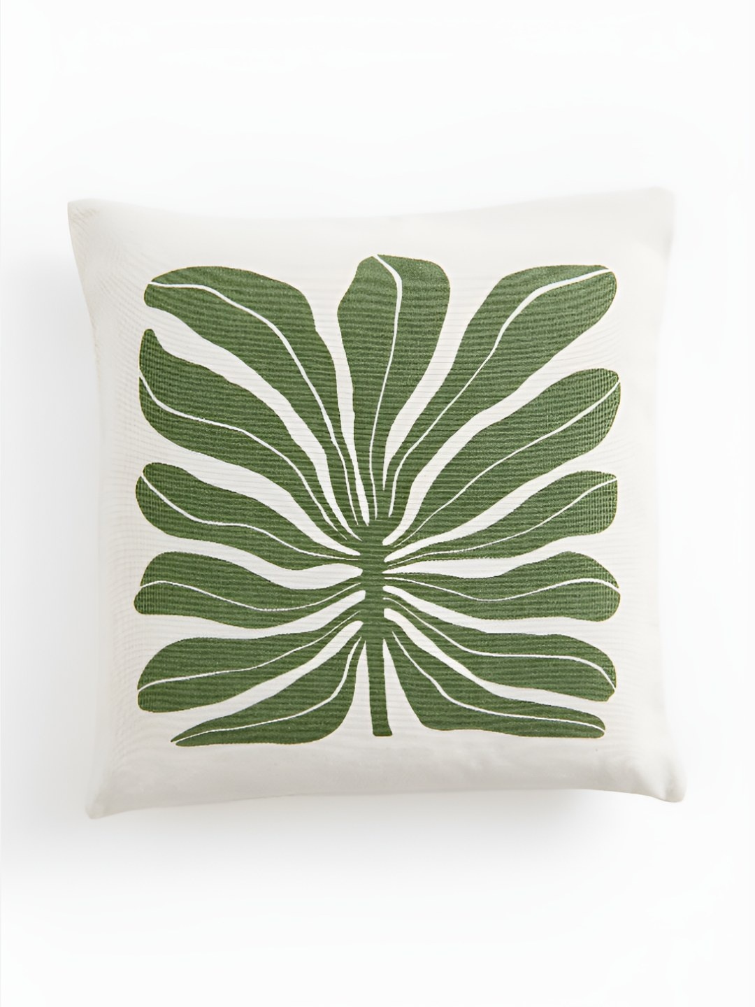H&M Beige & Green Pure Cotton Patterned Cushion Cover
