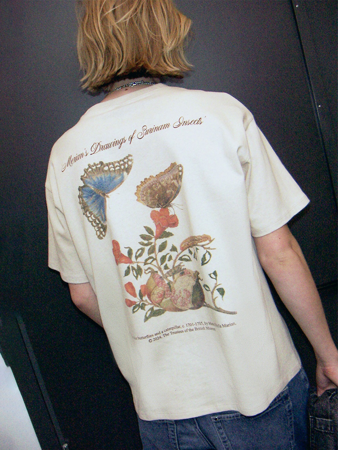 H&M Pure Cotton Oversized Printed T-Shirt, Beige