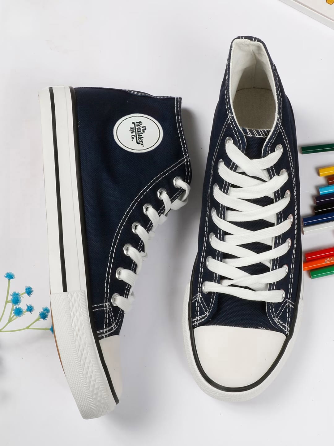 The Roadster Lifestyle Co. Women black Comfort Insole Canvas High-Top Lace-Up Sneakers, Navy blue
The Roadster Lifestyle Co. Women black Comfort Insole Canvas High-Top Lace-Up Sneakers, Navy blue
