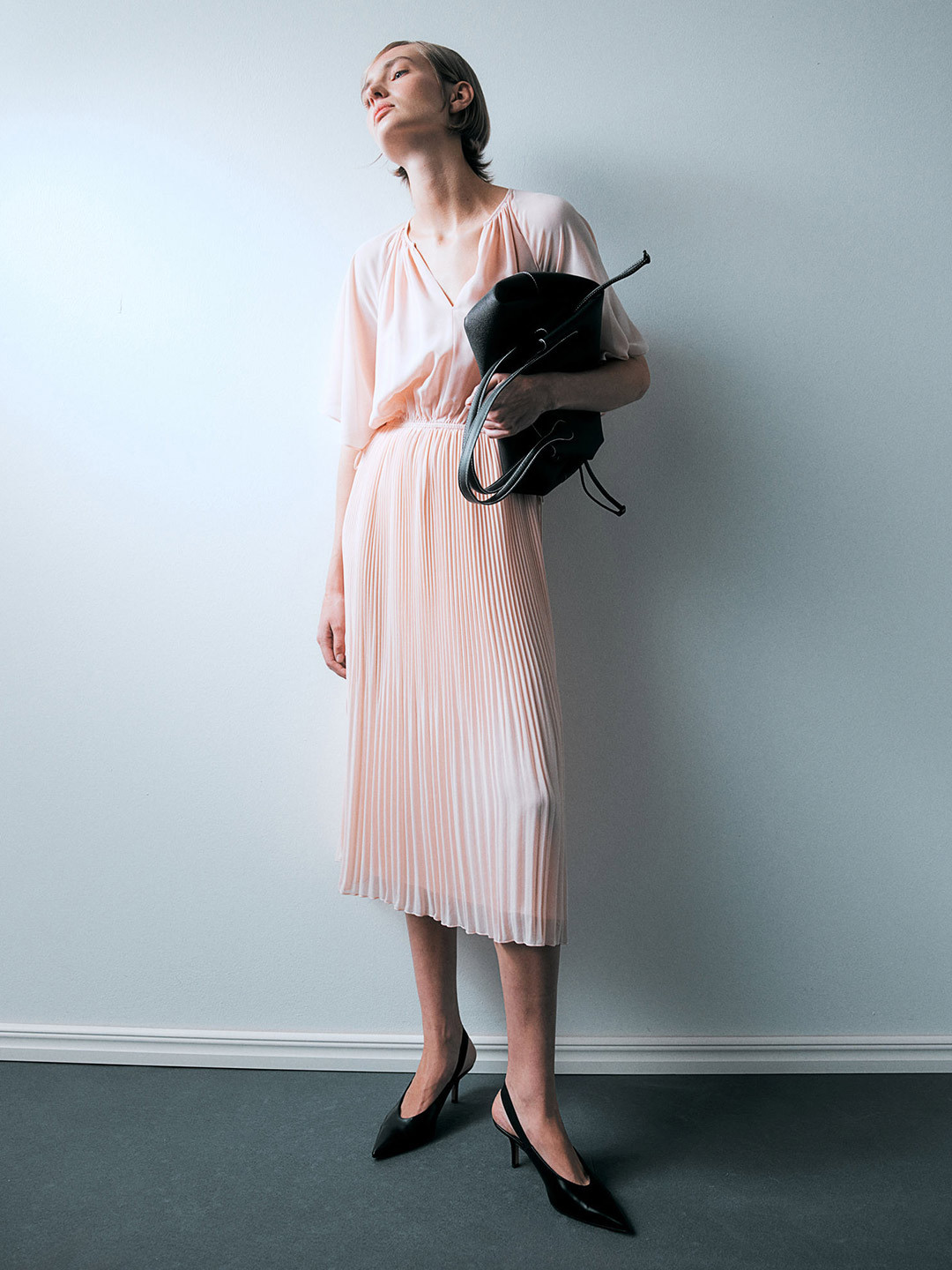 H&M Tie-Detail Pleated Dress, Pink 
H&M Tie-Detail Pleated Dress, Pink