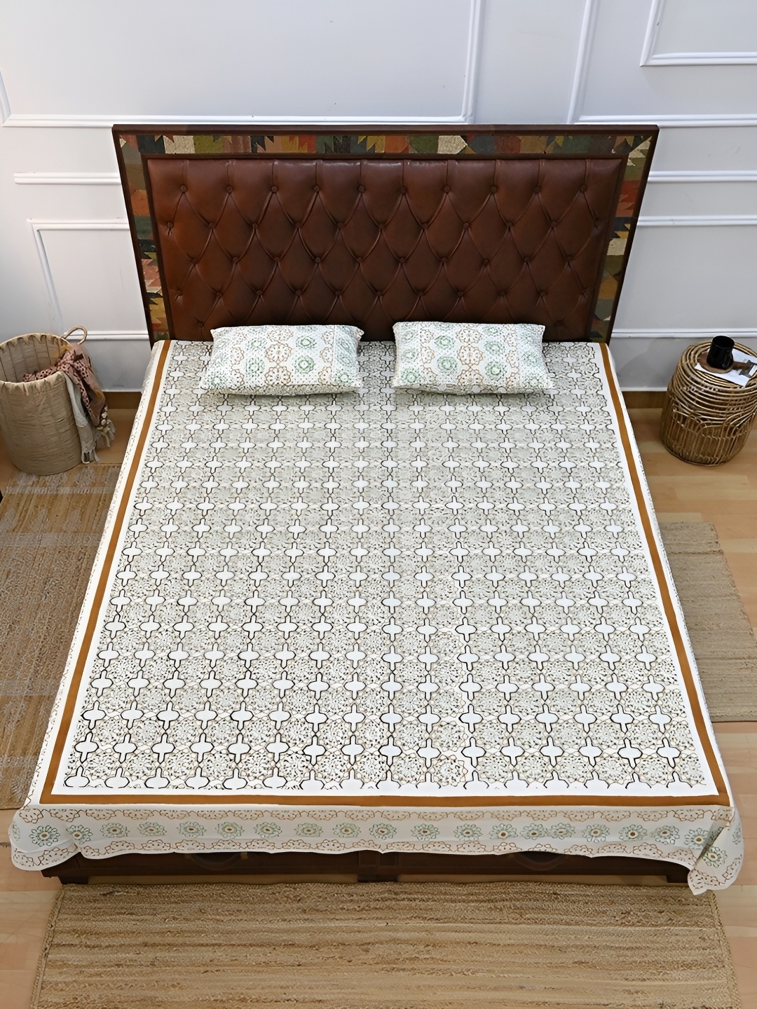 Art Avenue Green & Brown Geometric Cotton 120 TC Queen Bedsheet with 2 Pillow Covers
Art Avenue Green & Brown Geometric Cotton 120 TC Queen Bedsheet with 2 Pillow Covers